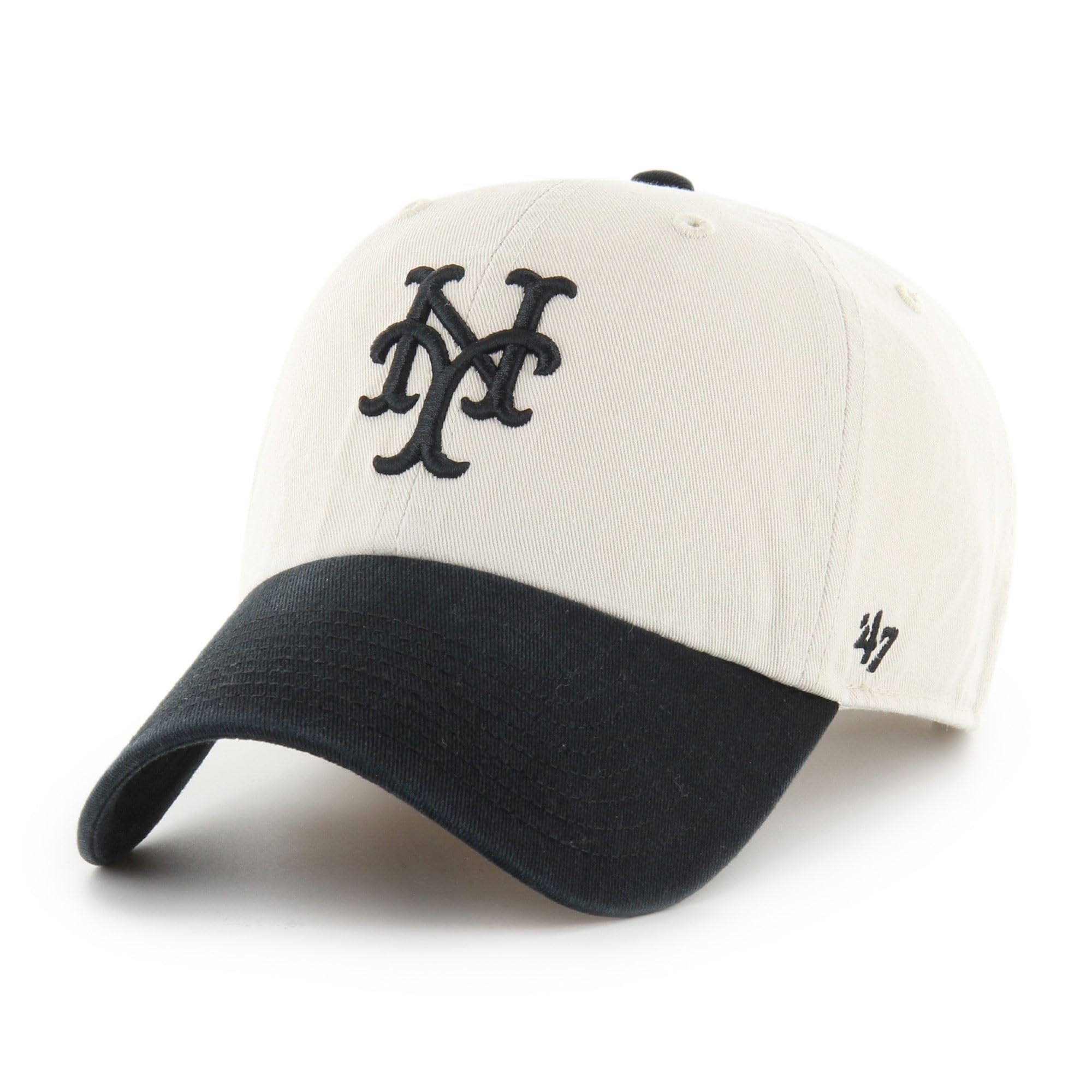 47 New York Mets MLB Clean Up Two Tone Lightbeige Black Adjustable Cap