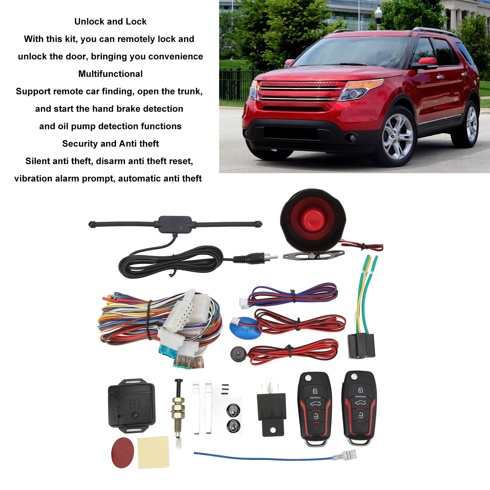 Sistema de entrada sin llave para coche, antirrobo, alarma de arranque remoto, sistema universal de seguridad de 12 V con kit de bloqueo centralizado para coches, camiones, SUV