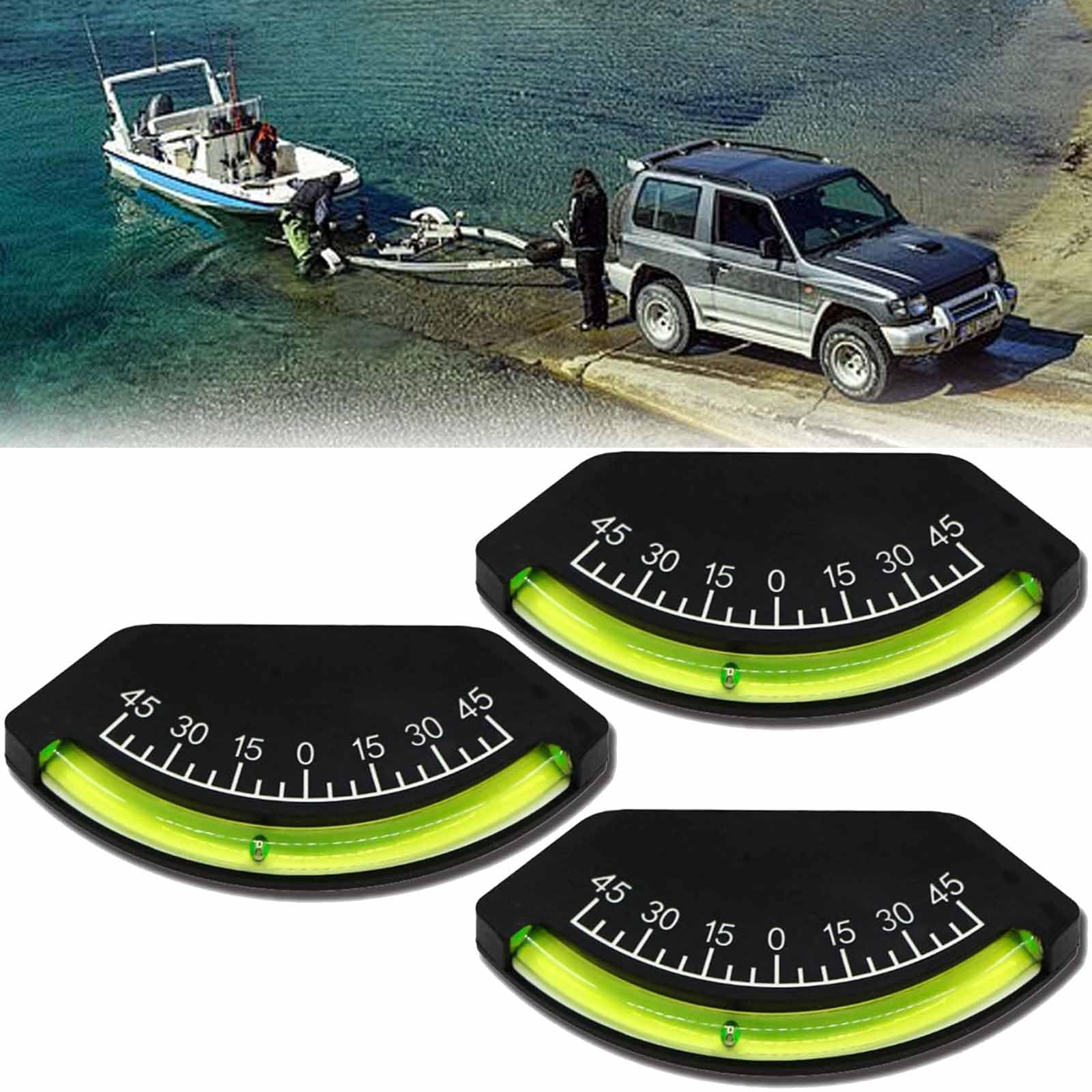 Marine Clinometer, Marine Heel Angles Sailing Clinometer, Spirit Level Gauge -45° to +45°, Easy-Read Tilt Meter, Durable & Accurate Boat Inclinometer Tool for Boats Navigation & Balance (3PCS)