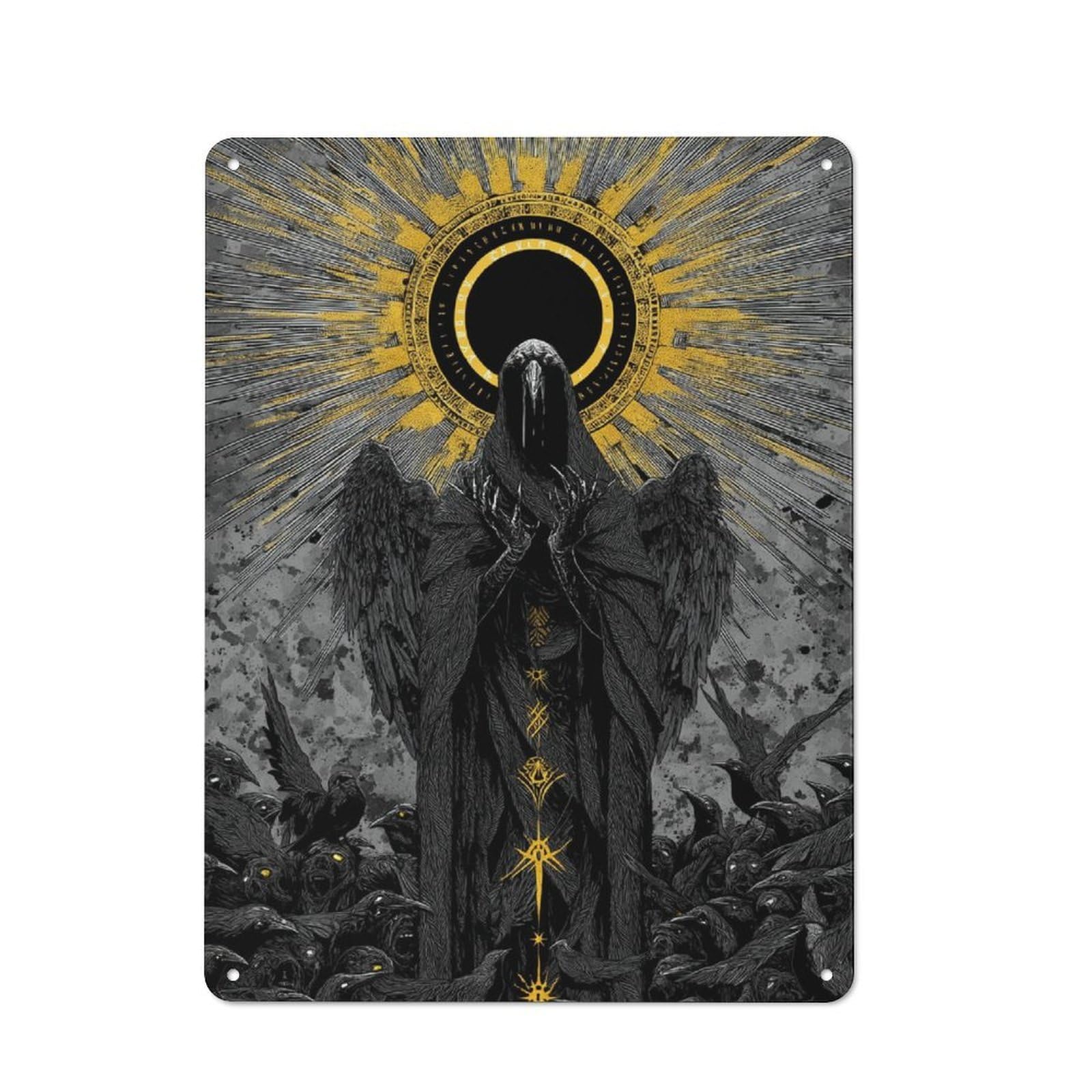Junmoney Raven's Omen Vintage Tin Sign 40X30cm For Guest Room Or Hallway, Suited To Home Decor Collectors