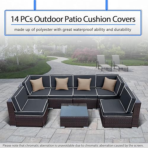 Miniatura 7 de 14 fundas de cojín para exteriores con funda impermeable para muebles, fundas de cojín de patio con cremallera, fundas de sofá para sofá modular de