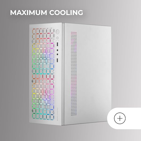 Mars Gaming MC-CORE, Case PC Micro-ATX Ultra-Compatto, Design Frontale Metal-Mesh, 2x Ventole FRGB 120mm, Case Gaming con Finestra Laterale Completa, Case PC Mini-ITX, USB 3.0, Bianco - 5