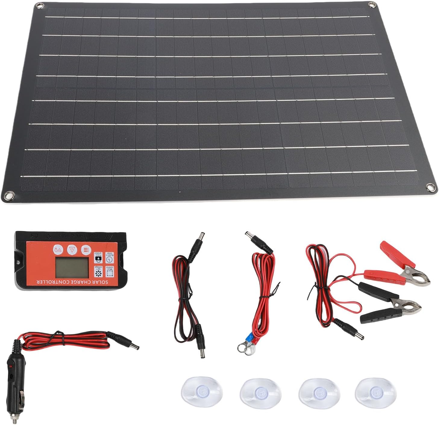 SIXRUN 30W Car Solar Panel Charger, Portable Solar Panel Charging Kit for Car Battery with Smart Internal Guard System High Efficiency Monocrystalline Silicon