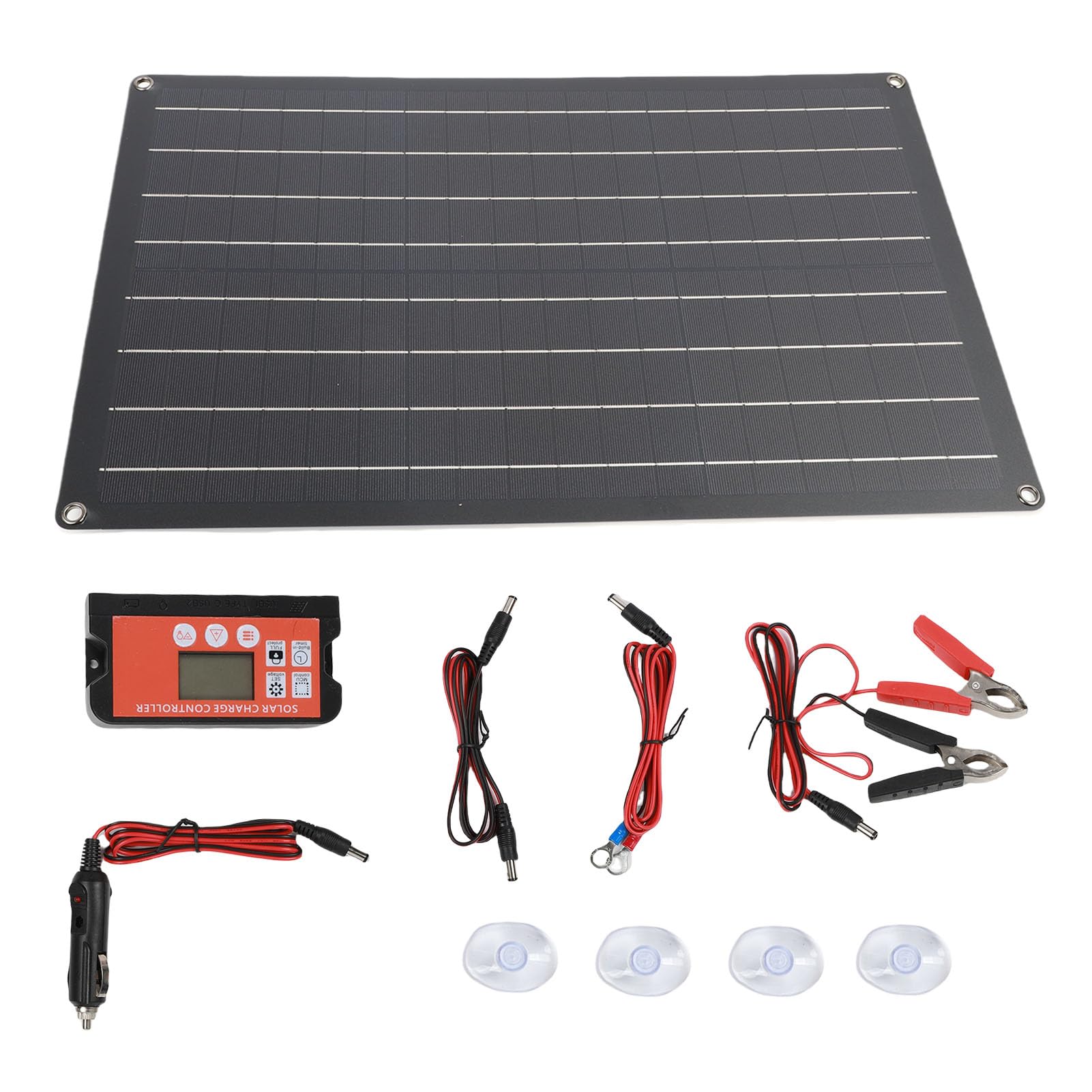 SIXRUN 30W Car Solar Panel Charger, Portable Solar Panel Charging Kit for Car Battery with Smart Internal Guard System High Efficiency Monocrystalline Silicon