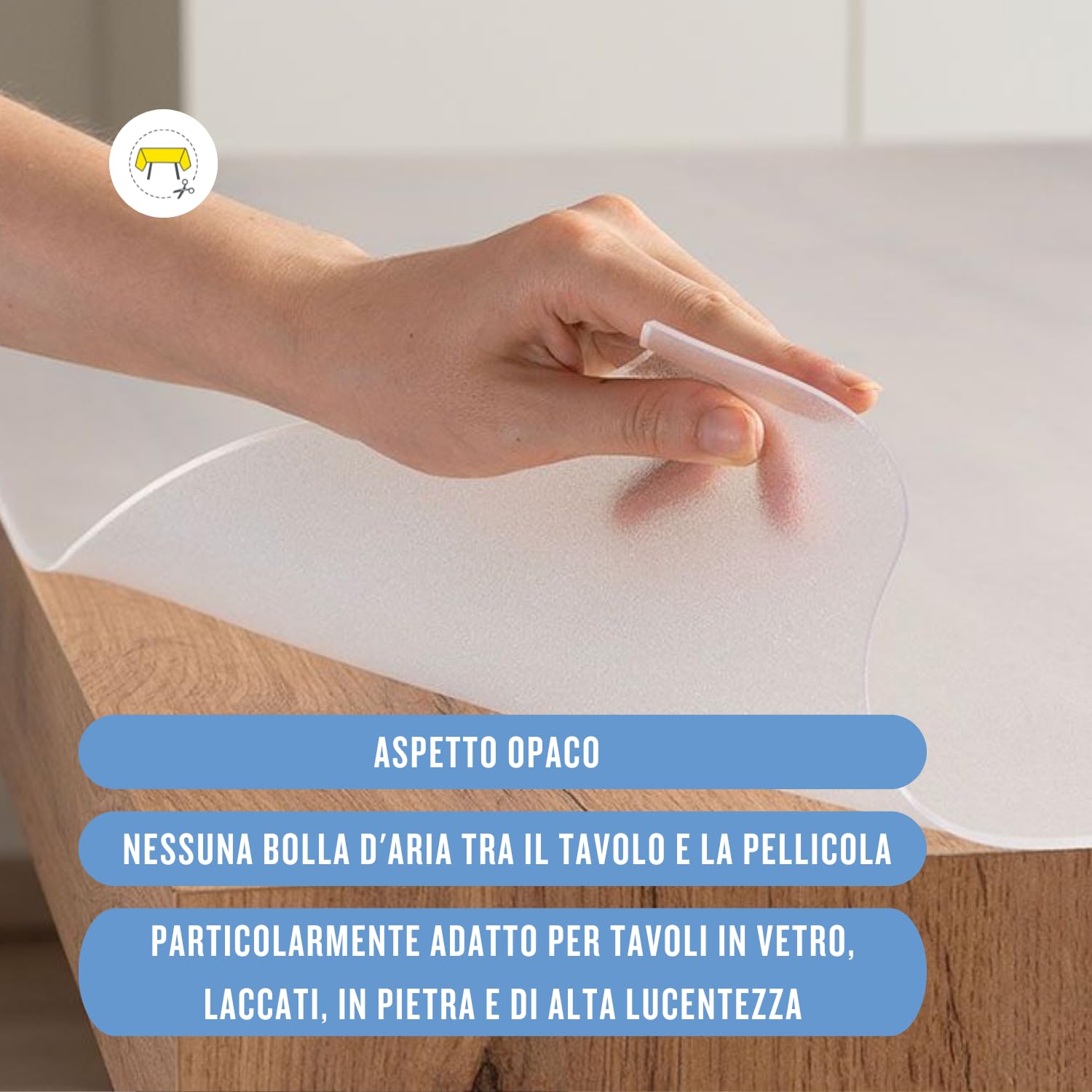 Trente Pellicola per Tavolo Opaca 200x90 cm - 2mm - Protezione Tavolo con Bordi Smussati - Tovaglia Trasparente, Lavabile e Impermeabile - Pellicola Protettiva PVC per Tavoli in Vetro e Laccati