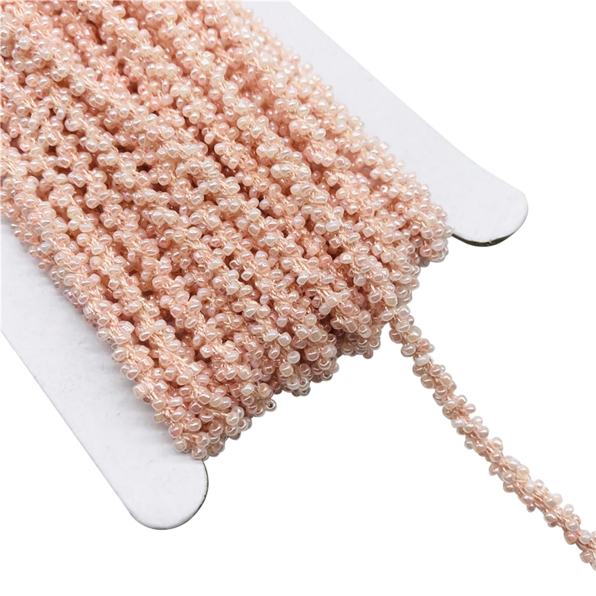 Cozylkx 9.5 Yards Crystal Beads Garland 6mm Beaded Trim Dress Decoration Applique Beaded Ribbon for DIY Crafts Sewing Clothing (Pink)