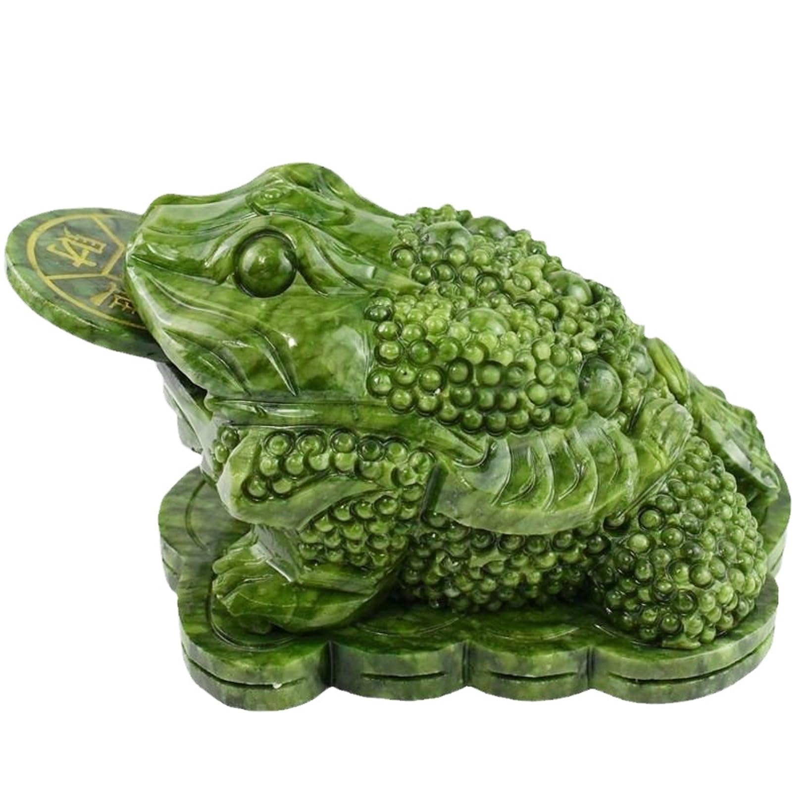 Xweptuy Money Frog, Feng Shui Frog Statue with Coin for Wealth and Good Luck, Chinese Jade Toad Home Office Decor