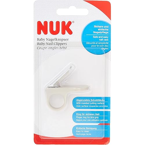 NUK 10256427 Baby Nail Clipper, cuts Tiny Baby Nails Easily, Safe Thanks to Finger Ring for a Secure fit and Rounded Cut Surface, Gray