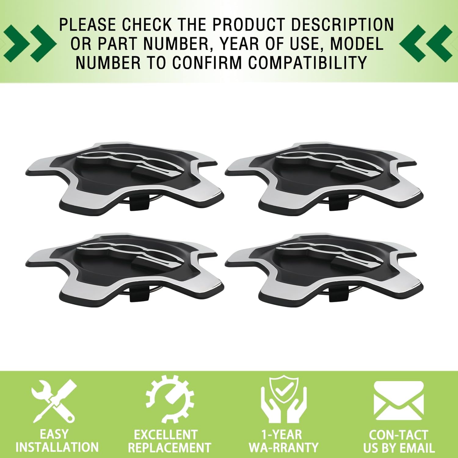 Wheel Center Cap 4Pcs Compatible with 2016-2022 Fiat 500X Replaces 6AN69LXHAA