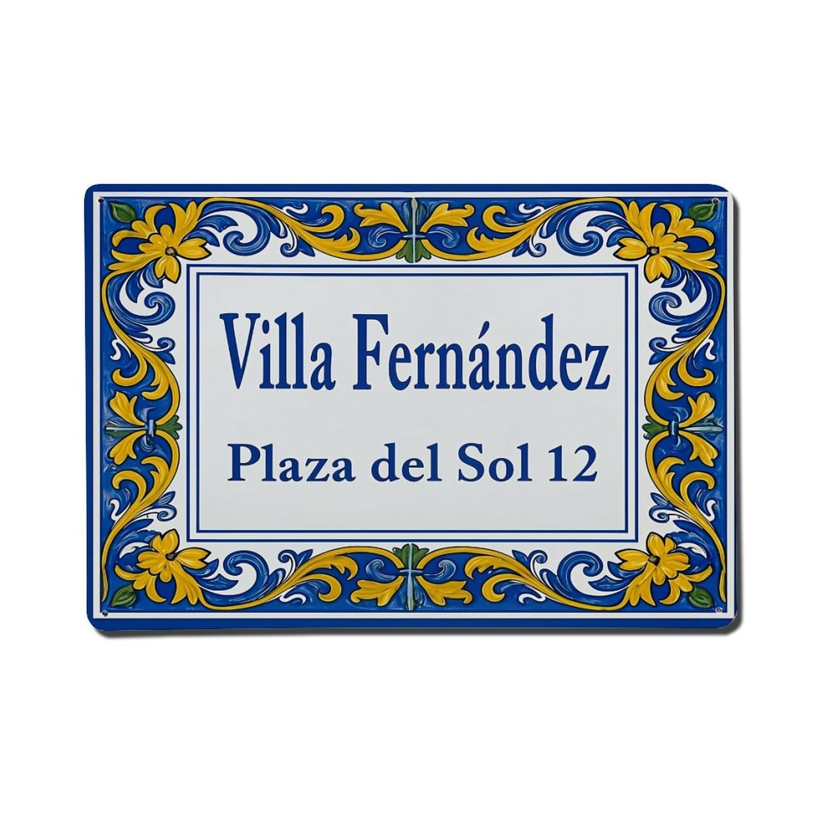 Nestemfo Vintage Blue And Yellow Floral Border Tin Sign Metal Sign, Living Room,Bar, Home, Bedroom Wall Decor,Retro Metal Poster 8X12 Inches