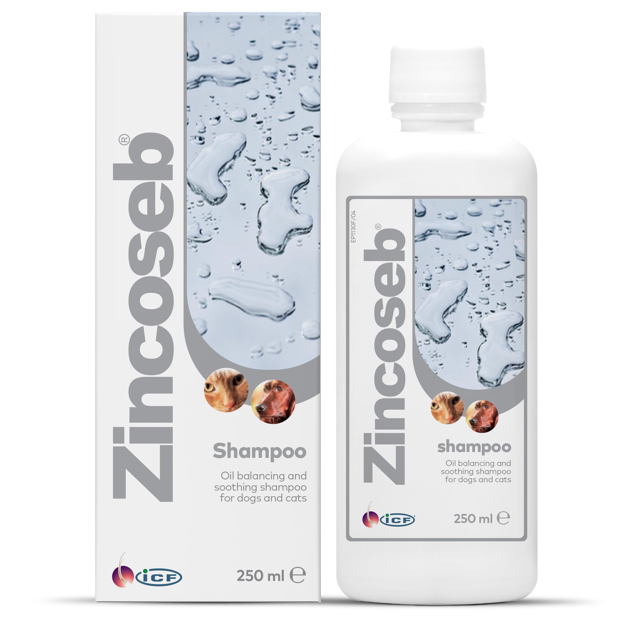 ICF Zincoseb Dog Shampoo for Itchy Skin Relief Anti Itch + Antifungal + Antibacterial for Dogs & Cats Made for Pets with Sensitive Skin 250 ml