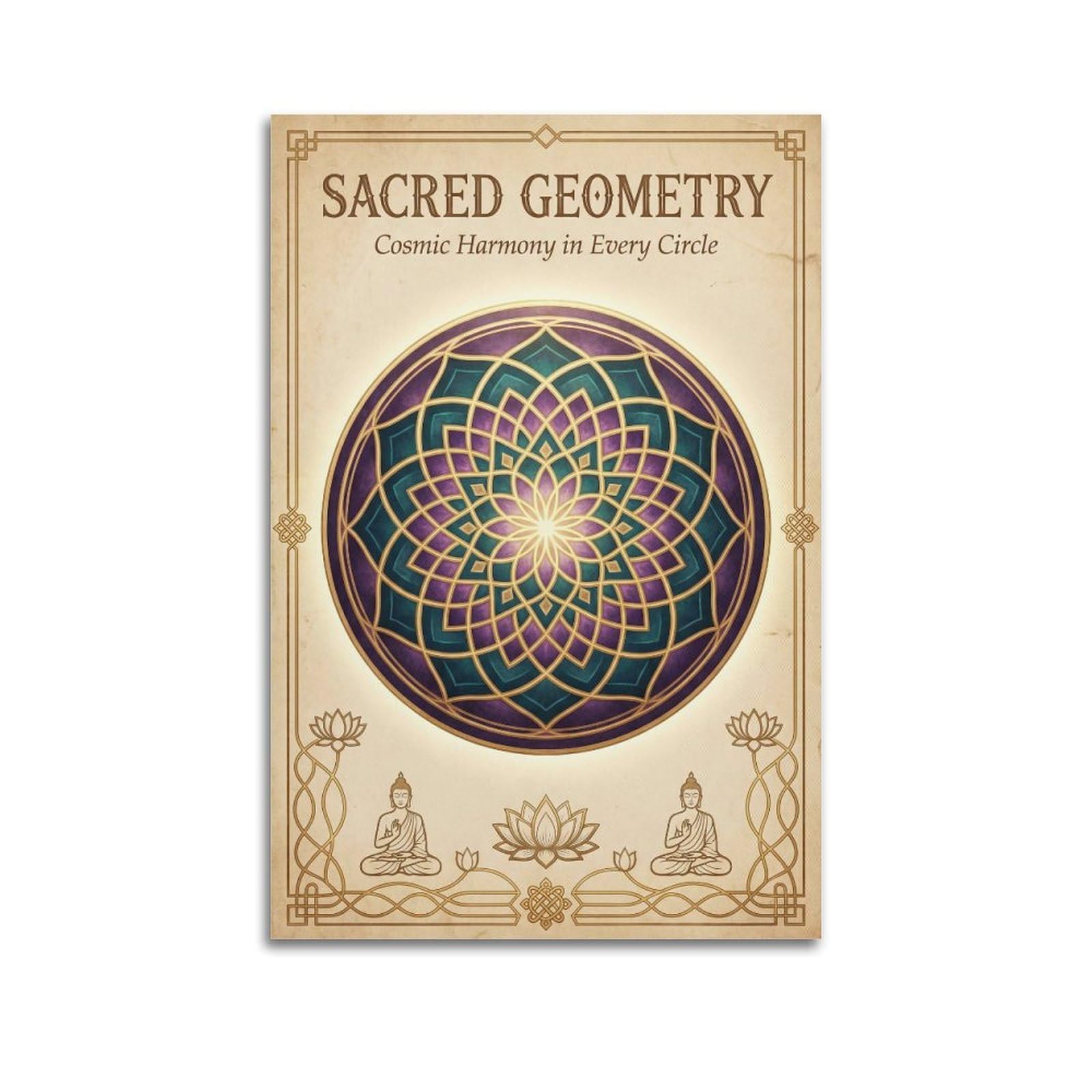 OKNGB Buddhist Mandala Poster Sacred Geometry Cosmic Meditation Decorative Painting Canvas Art Picture 24x36inch(60x90cm)