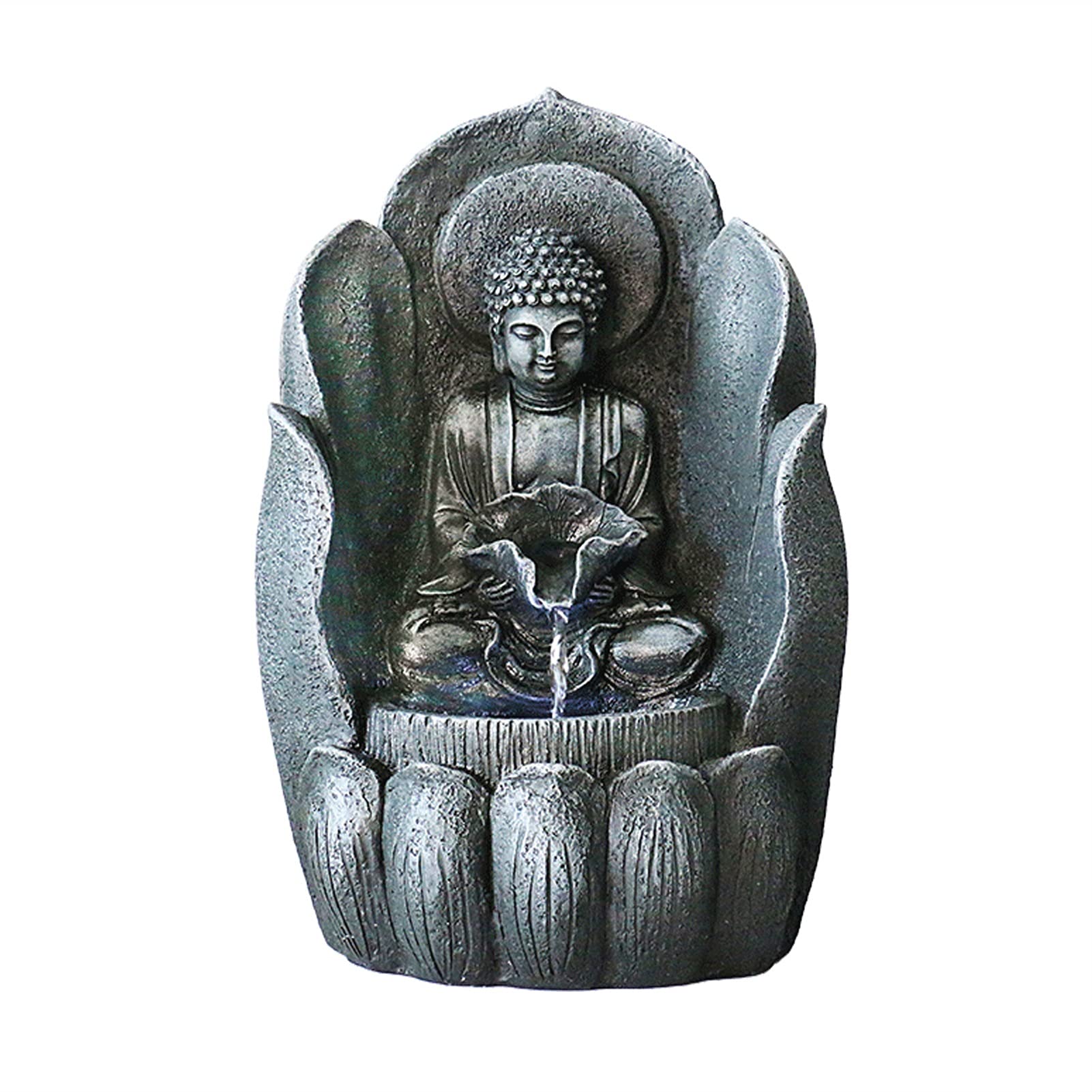 Fuente para Interior Fuente de Buda for interiores y exteriores, fuente de agua Zen con cara de Buda, estatua de Buda de la suerte, fuente de agua for decoración del hogar Fuente de agua Decorativa