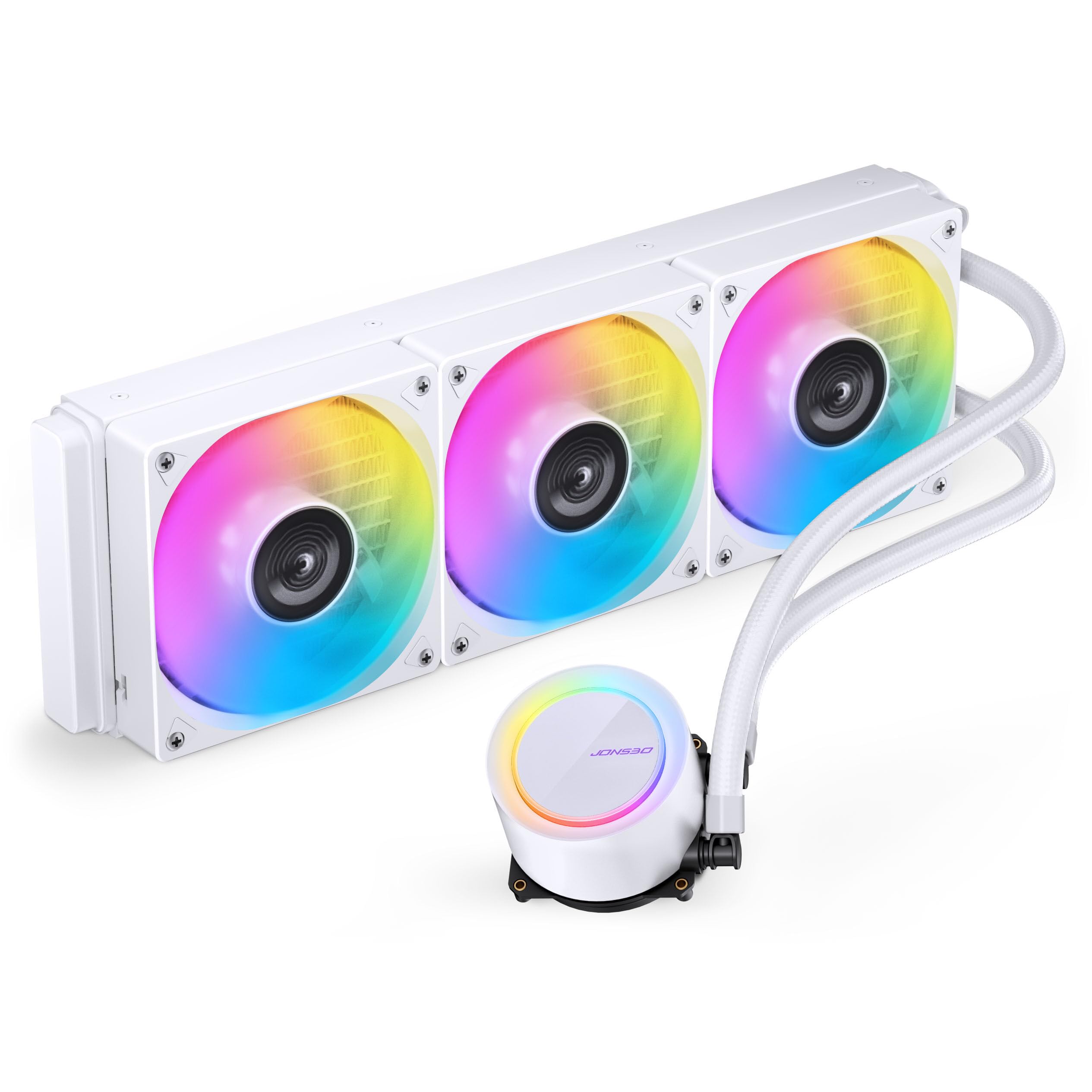 Jonsbo TG-360 AiO chłodzenie wodne – białe | 360 mm chłodnica wody z procesorem ARGB, aluminiowym radiatorem i 3 wentylatorami PWM 120 mm