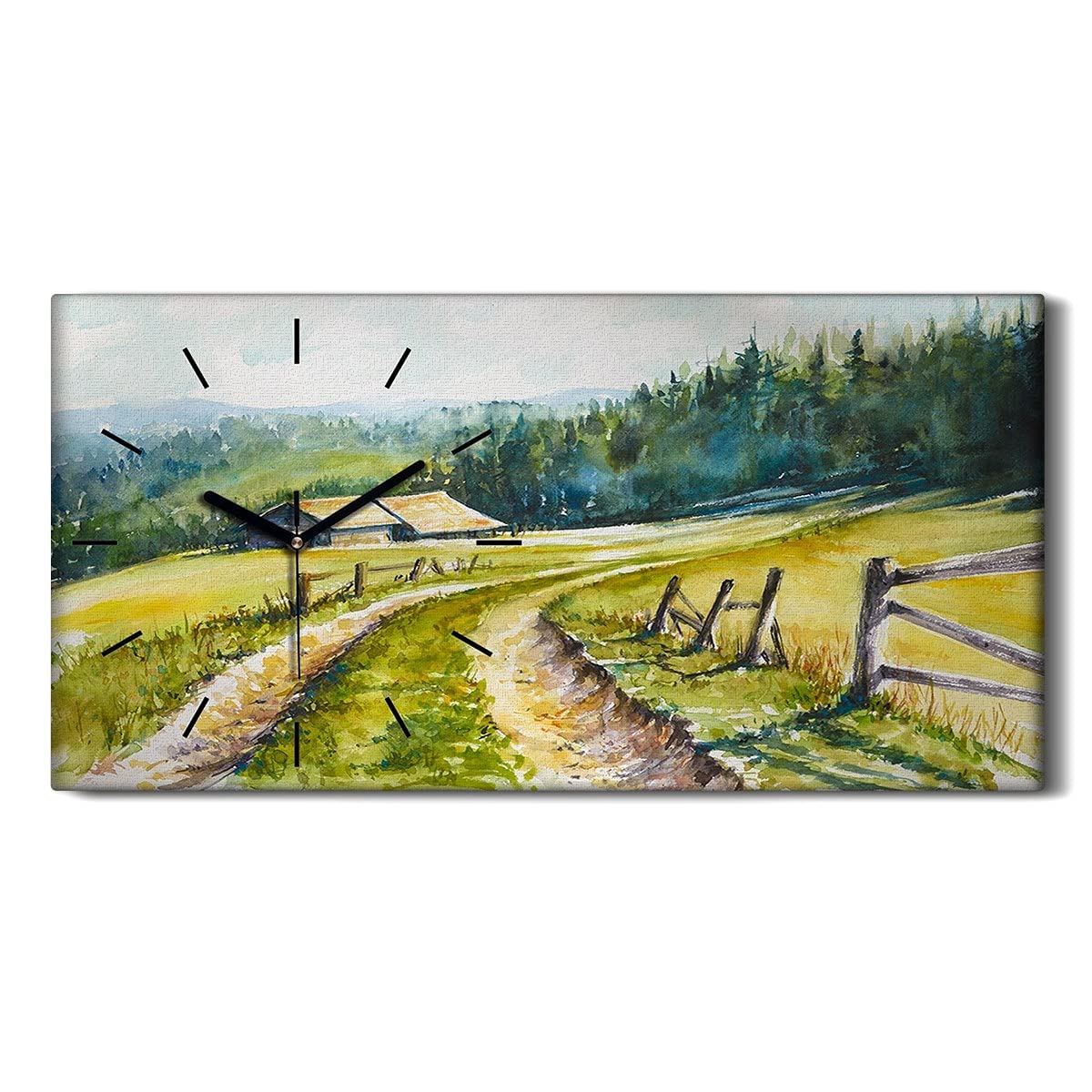 Horloge silencieuse ne pas tic tac en toile paysage vert pour chambre