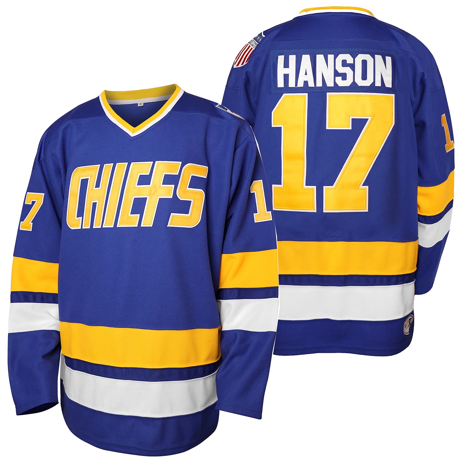 Hanson Brother 16 Jack 17 Steve 18 Jeff Charlestown Chiefs Camisetas de hockey Blanco