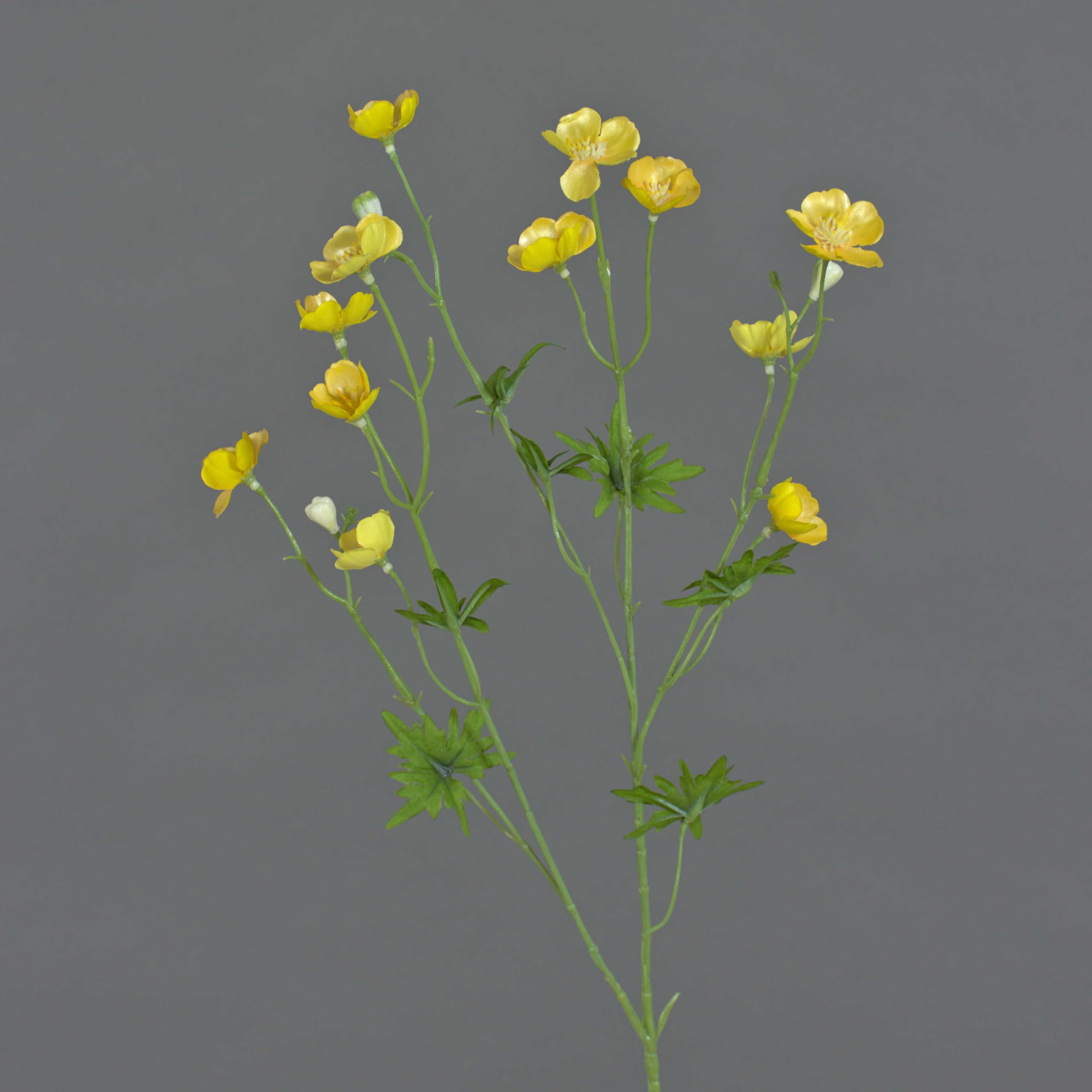 artplants.de Artificial Buttercup spray NORA with 12 flowers, 3 buds, yellow, 28"/70cm - Artificial flower/Fake buttercup