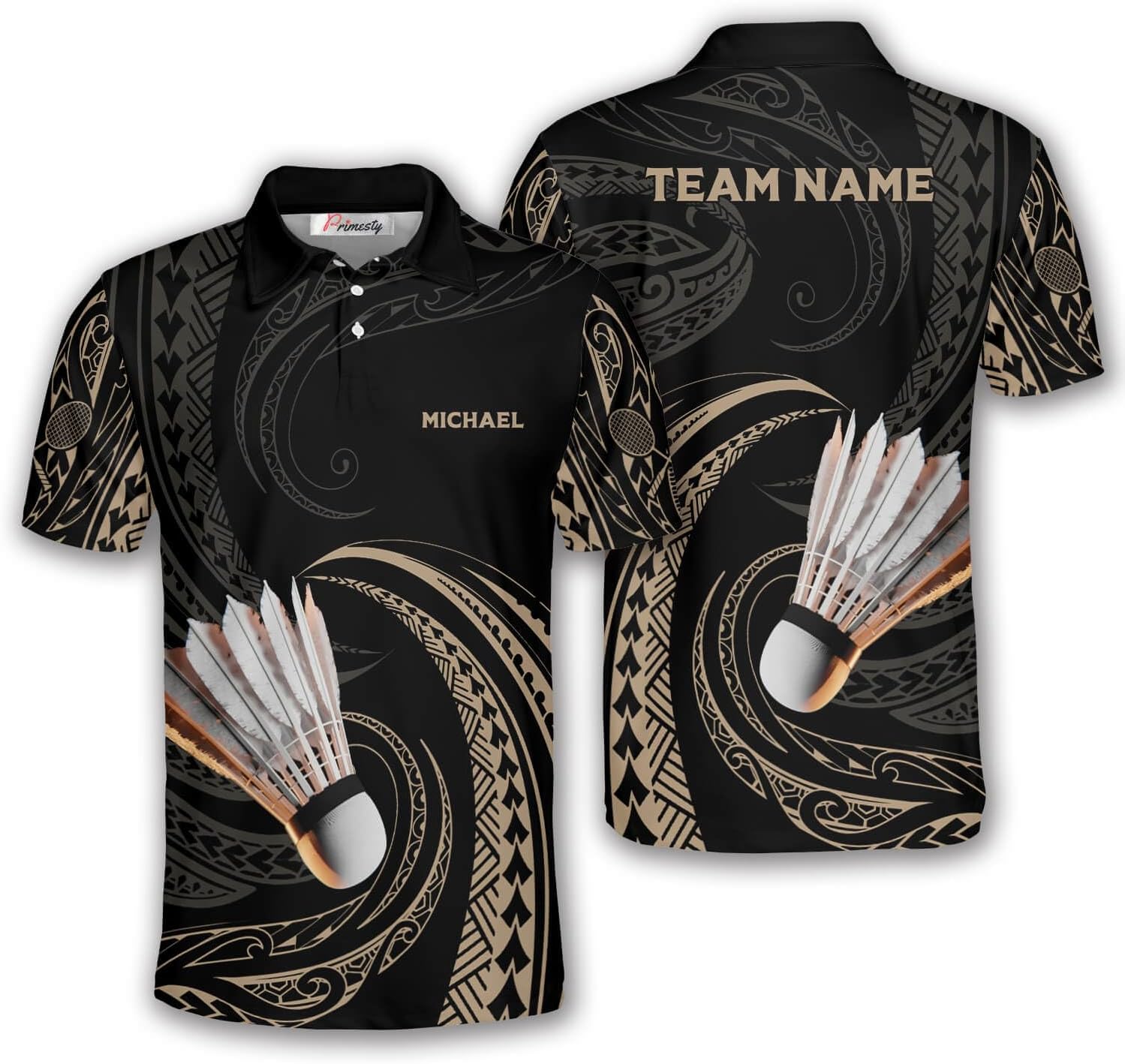 PRIMESTY Personalized Badminton Shirt, Custom Name Badminton Jersey Gift for Badminton Lovers, Badminton Polo Shirt Men Women