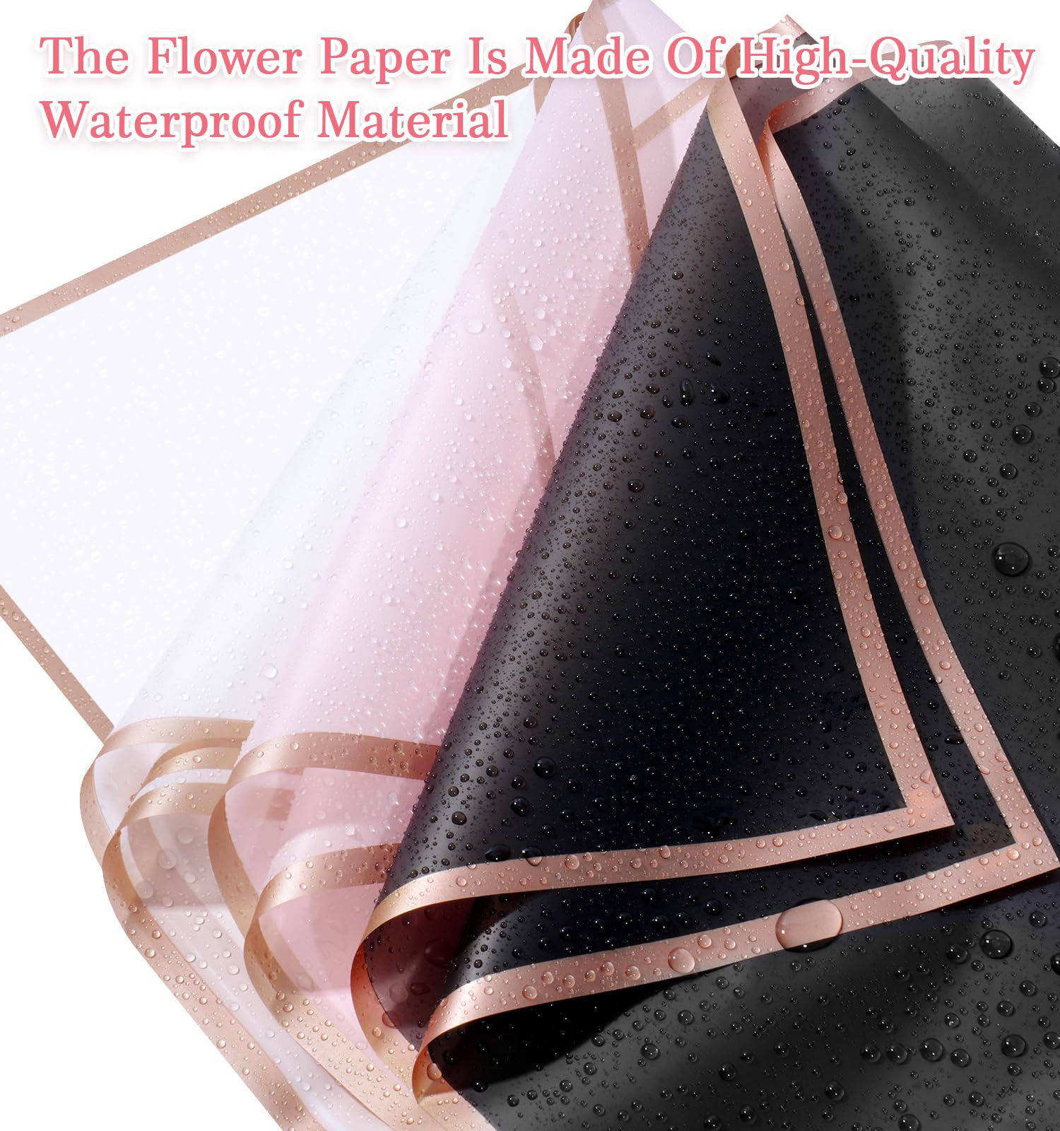 MATT SAGA Lot de 60 feuilles de papier cadeau pour bouquet de fleurs, ruban de satin, papillons 3D, épingles à fleurs, cartes, papier d'emballage de fleuriste pour mariage, anniversaire, fleuriste