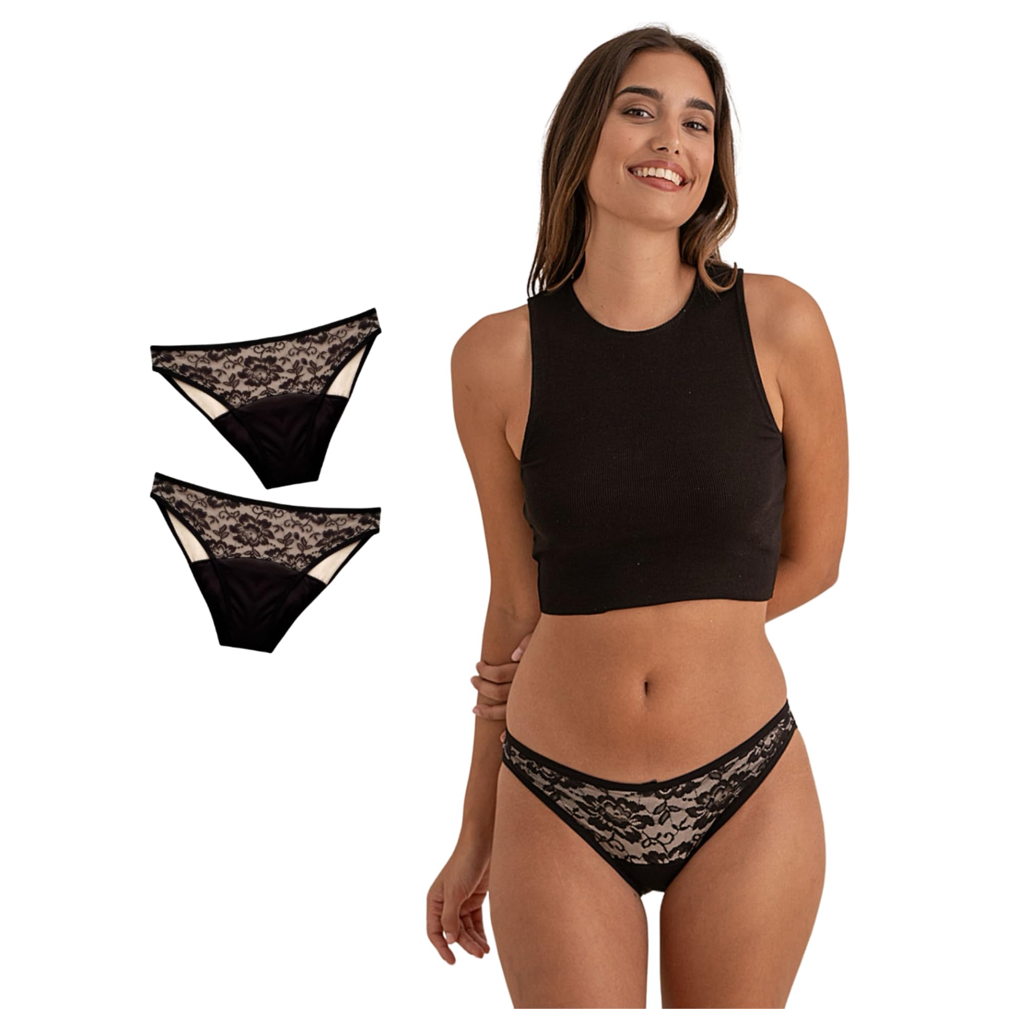 ANAISSA Pack 2 Bragas Menstruales Rose de Algodón Orgánico | Flujo Abundante, Reutilizables y Ecológicas