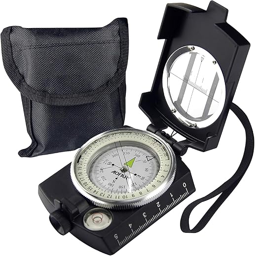 Proster IP65 Compass Hiking Survival - Lensatic Sighting Compass for Camping Navigation, Compass with Clinometer & Carry Bag for Camping Hunting Hiking Geology Activities