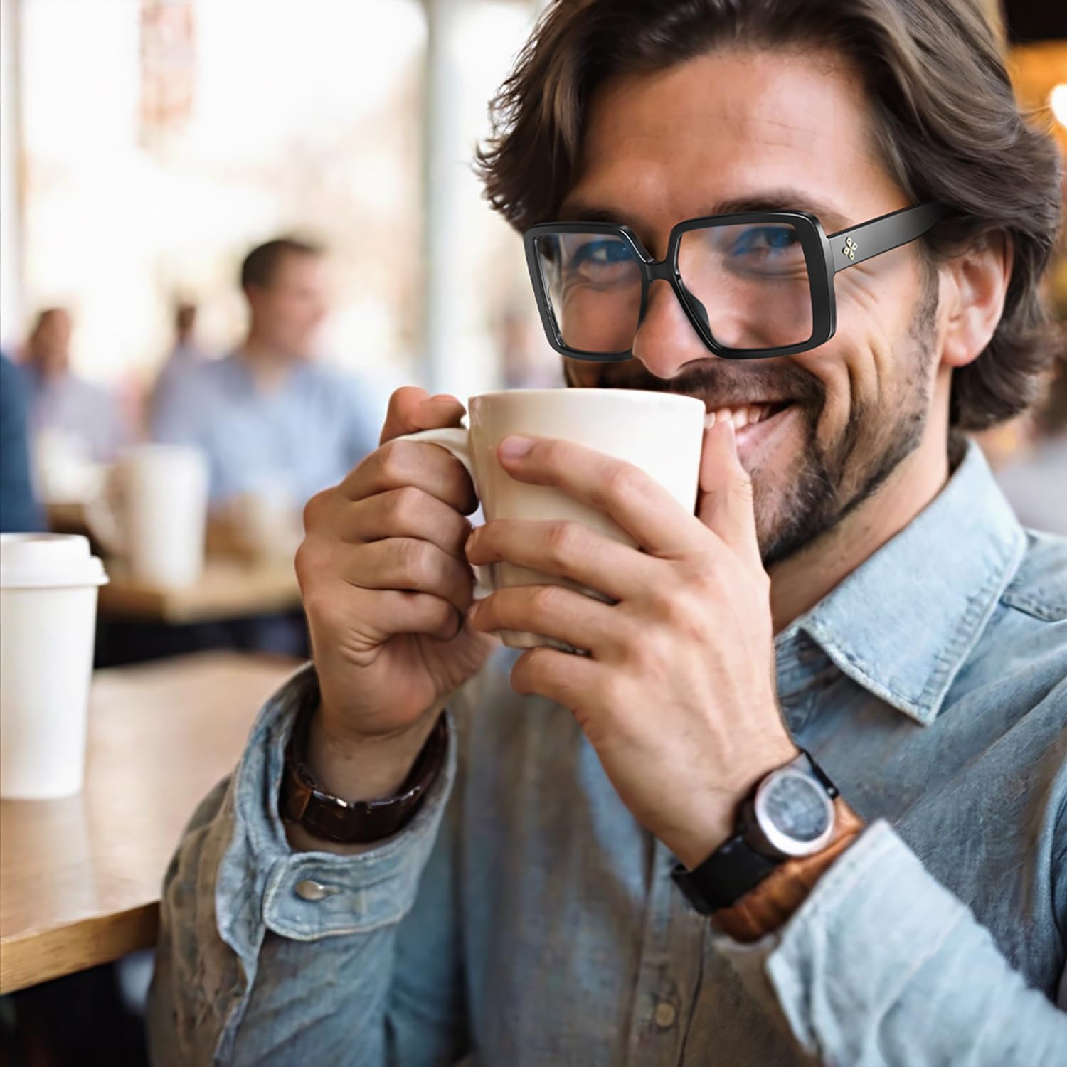 VISOONE Oversized Progressive Multifocal Anti-Fog Reading Glasses with Blue Light Blocking Fashion Readers Women Harvard - Image 2