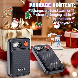 Hand Warmers Rechargeable 2 Pack - Electric Rechargeable Magnetic Hand Warmer with LED Display, 4 Heat Levels, Lanyards, USB, Gift for Men Women Kid, for Golf/Skiing/Camping/Hunting Essentials