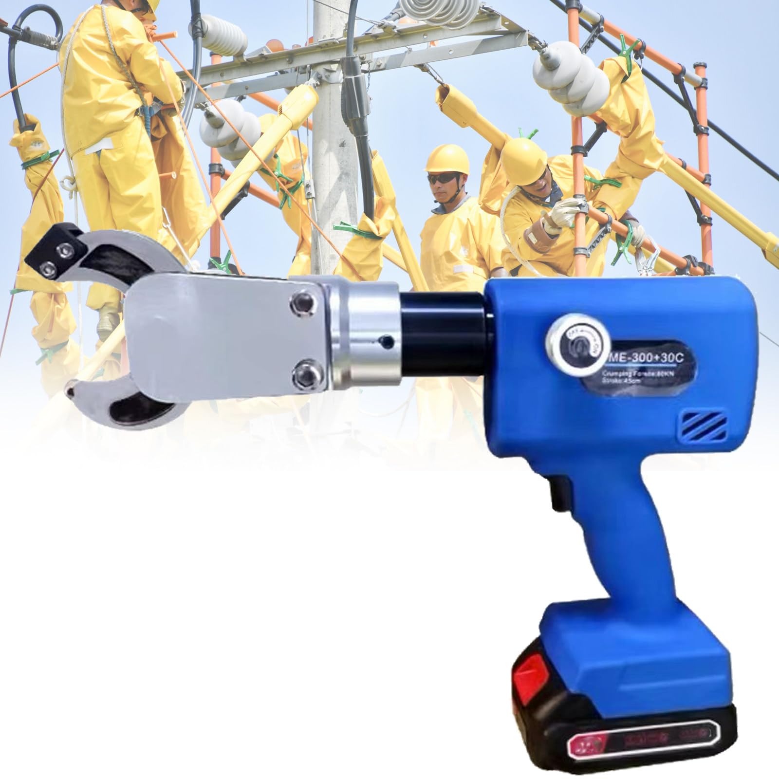 Tagliacavi Idraulico Elettrico, utensile tagliafili Idraulico, tagliabulloni da 60 KN, per Rame, Alluminio e Cavi Armati (A)