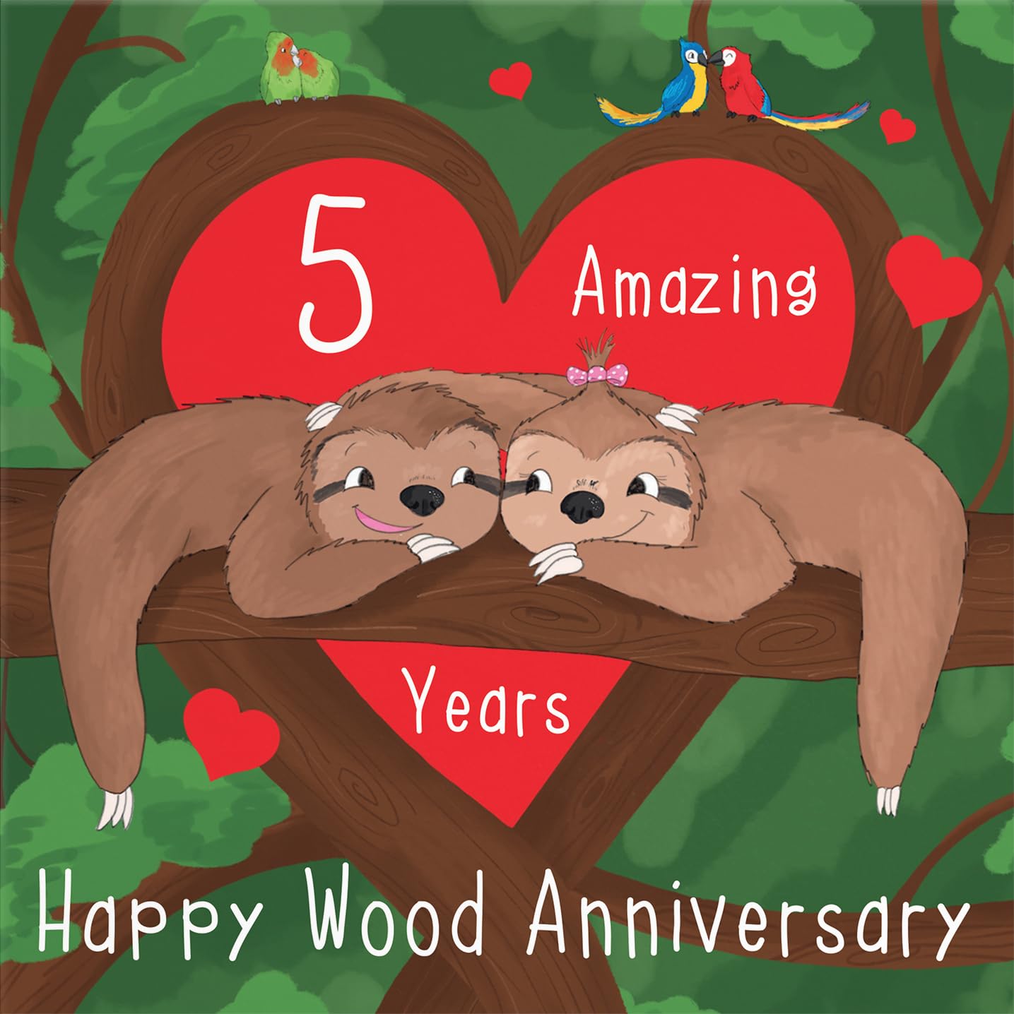 Hunts England Romantic Sloths Hugging Anniversary Card - I Love You - Happy Anniversary - Cute Animals Collection - Image 2