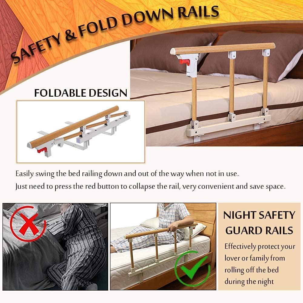 Bed Rails for Elderly Adults Safety Side Assist Rail Slides Under