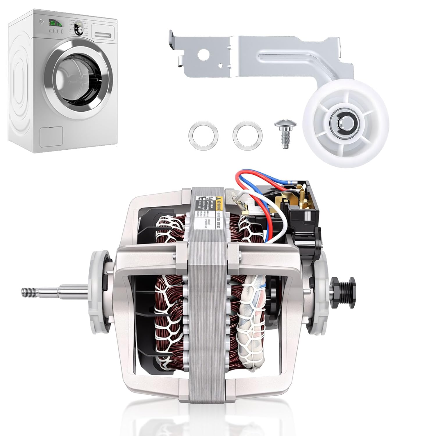 DC31-00055G Dryer Induction Motor & DC93-00634A Idler Pulley Kit, Compatible with Sam-Sung Ken-More Dryers, Repair Kit Replaces DC31-00055H AP5331095 Motor & AP6038887 DC61-01230B Idler Pulley