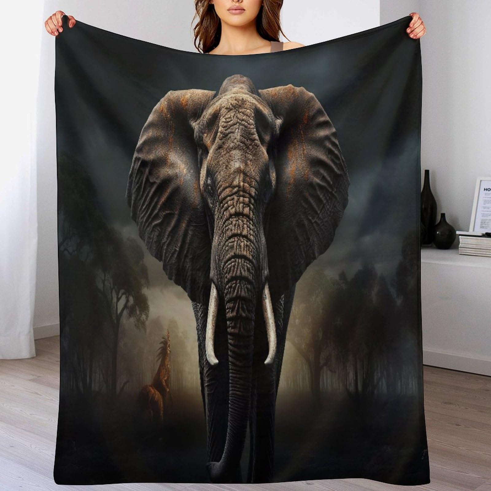 Couverture éléphant enfant adulte plaid flannel lavable jeté de lit chaud