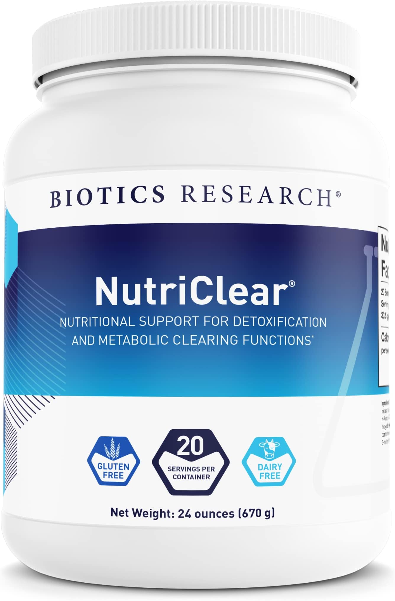 NutriClear® – Powder, Nutritional Support for Detoxification and Metabolic Clearing, Healthy Body Composition, Glutathione, 17g Organic Pea, Medium Chain Triglycerides 24 Oz (670 g)