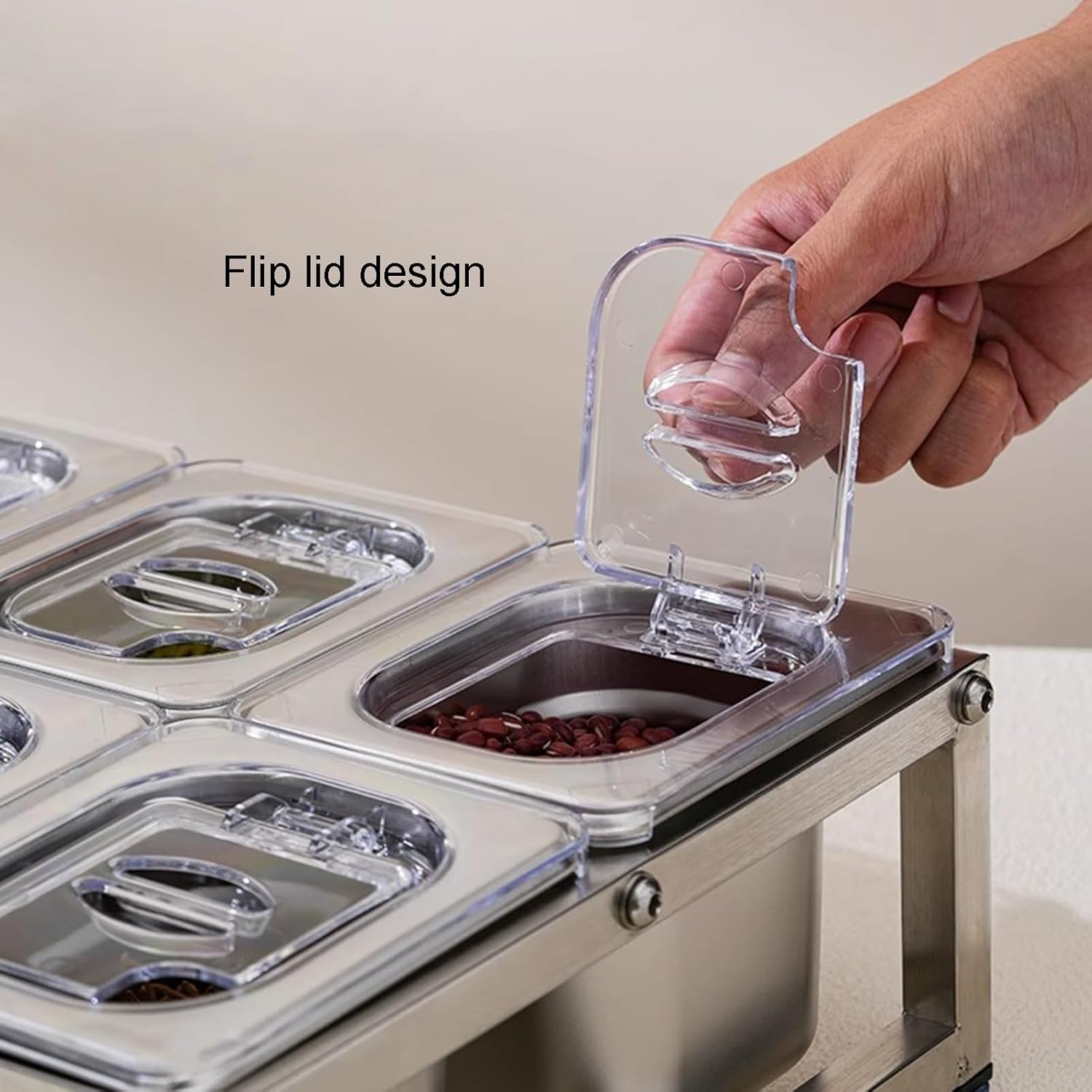 Stainless Steel Expandable Commercial Condiment Rack - Kitchen Se nizer for Salt, Jam, Salad, Fruits - Versatile Countertop Dispenser (34x40x20cm)