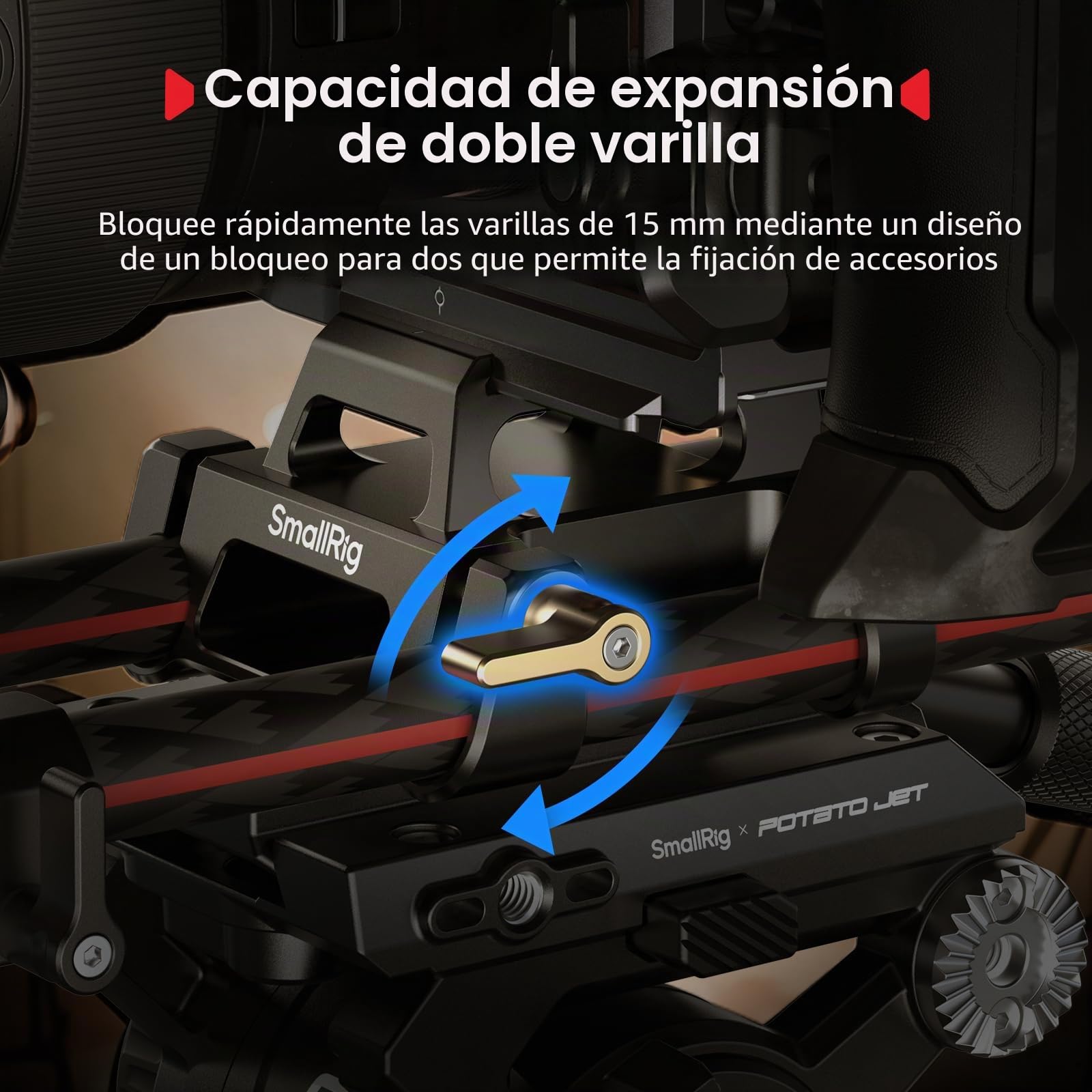 Kit de placa de montaje universal SMALLRIG con doble abrazadera de varilla de 15mm para cámaras, placa de liberación rápida incorporada para Arca-Swiss, con roscas de 1/4"-20 y 3/8"-16 - 5365