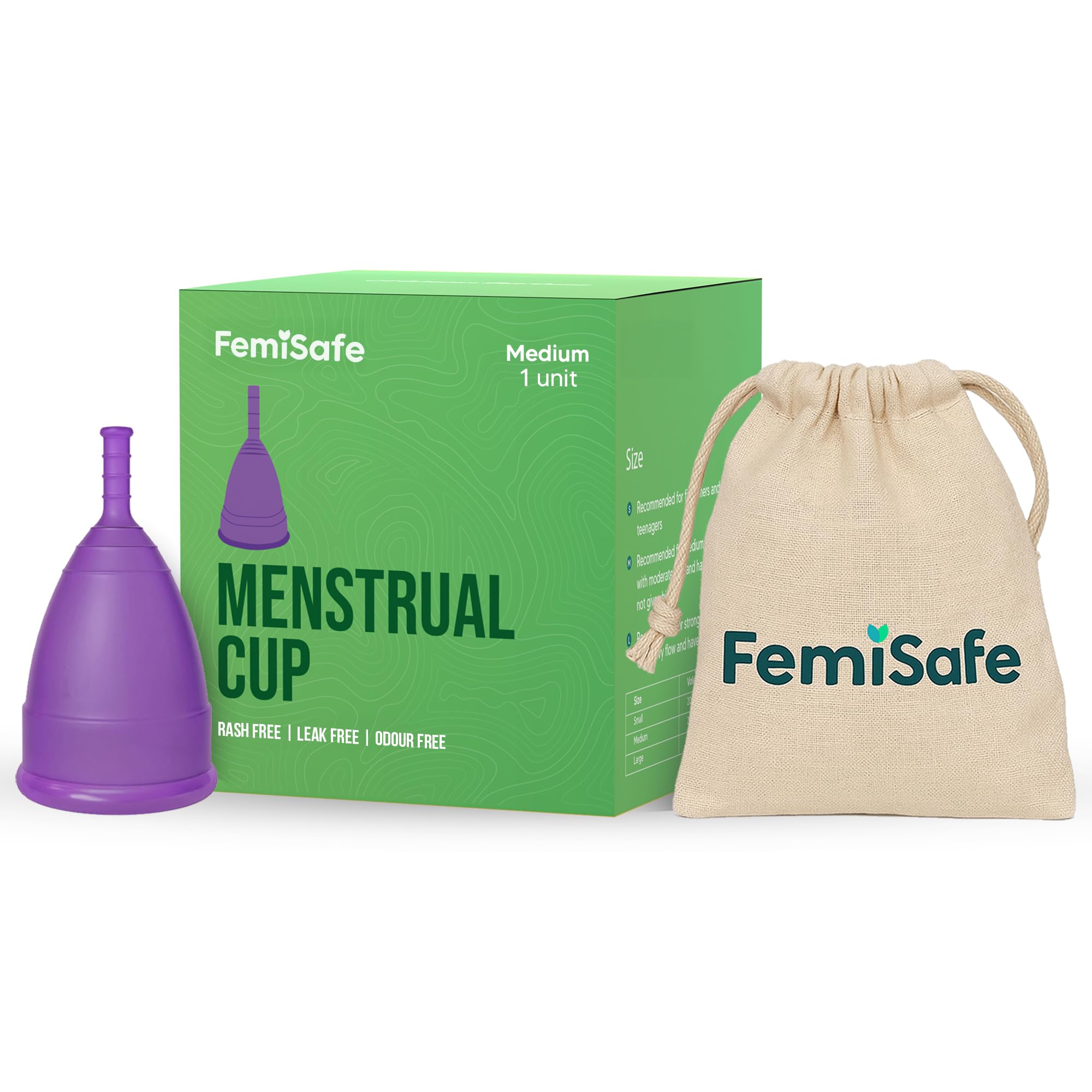 FemiSafe Reusable Menstrual Cup (MEDIUM)|Period Cup|Mess free,Odour free,Safe|Medical Grade Silicone,FDA Compliant|Leak proof…