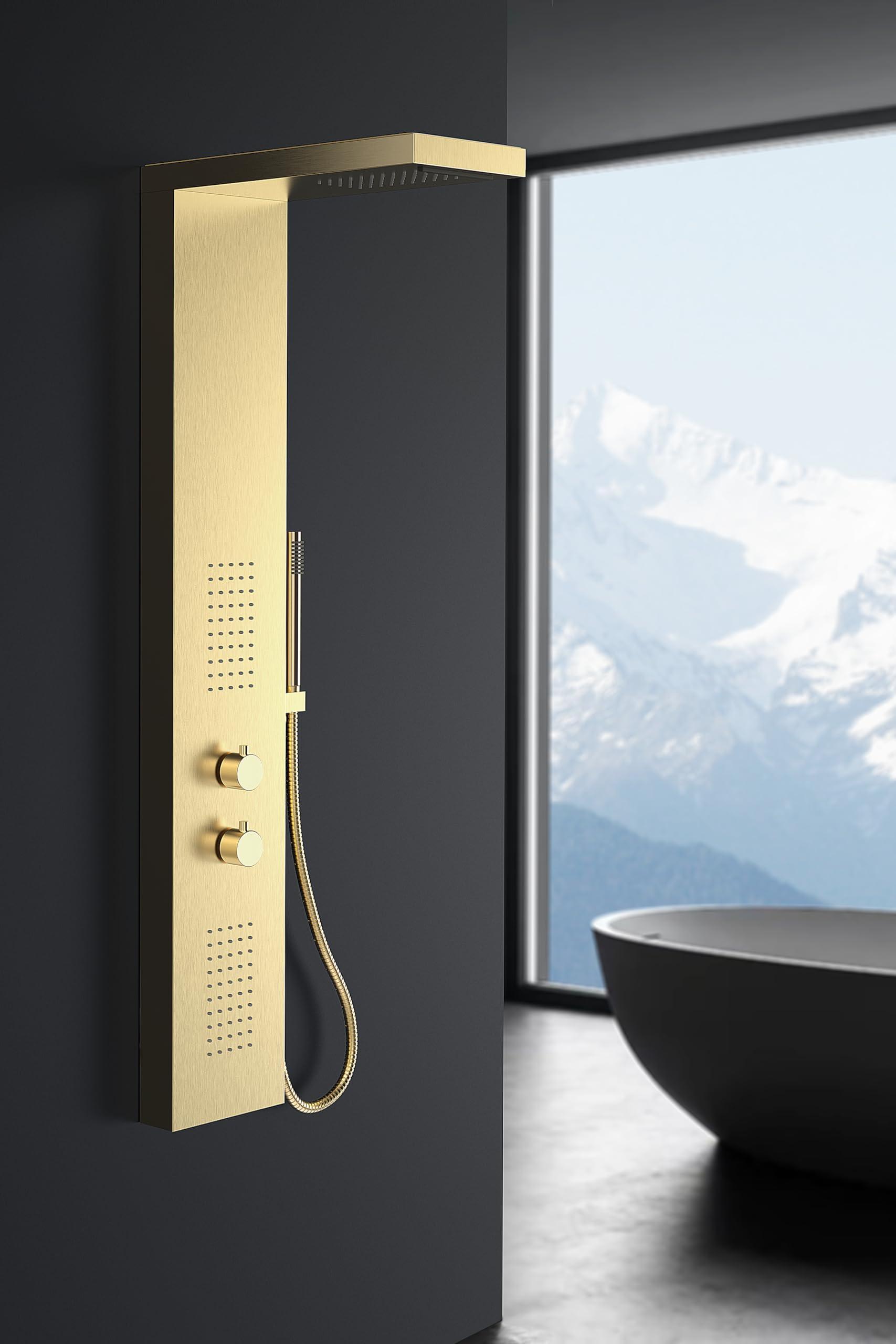Marwell Essenza - Rubinetto per doccia, 125 x 20 cm, colore: oro