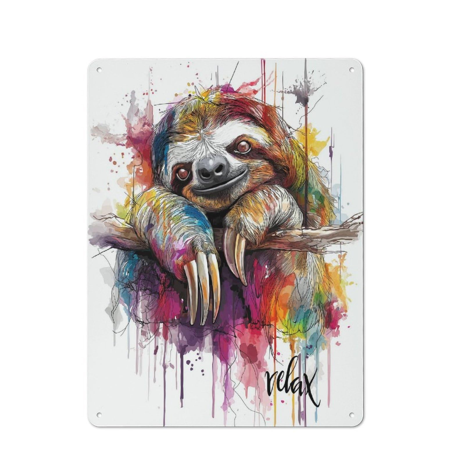 Junmoney Vibrant Sloth Art Metal Plaque 40X30cm With For Hallway Wall, Retro Decor, For Wall Display Collectors