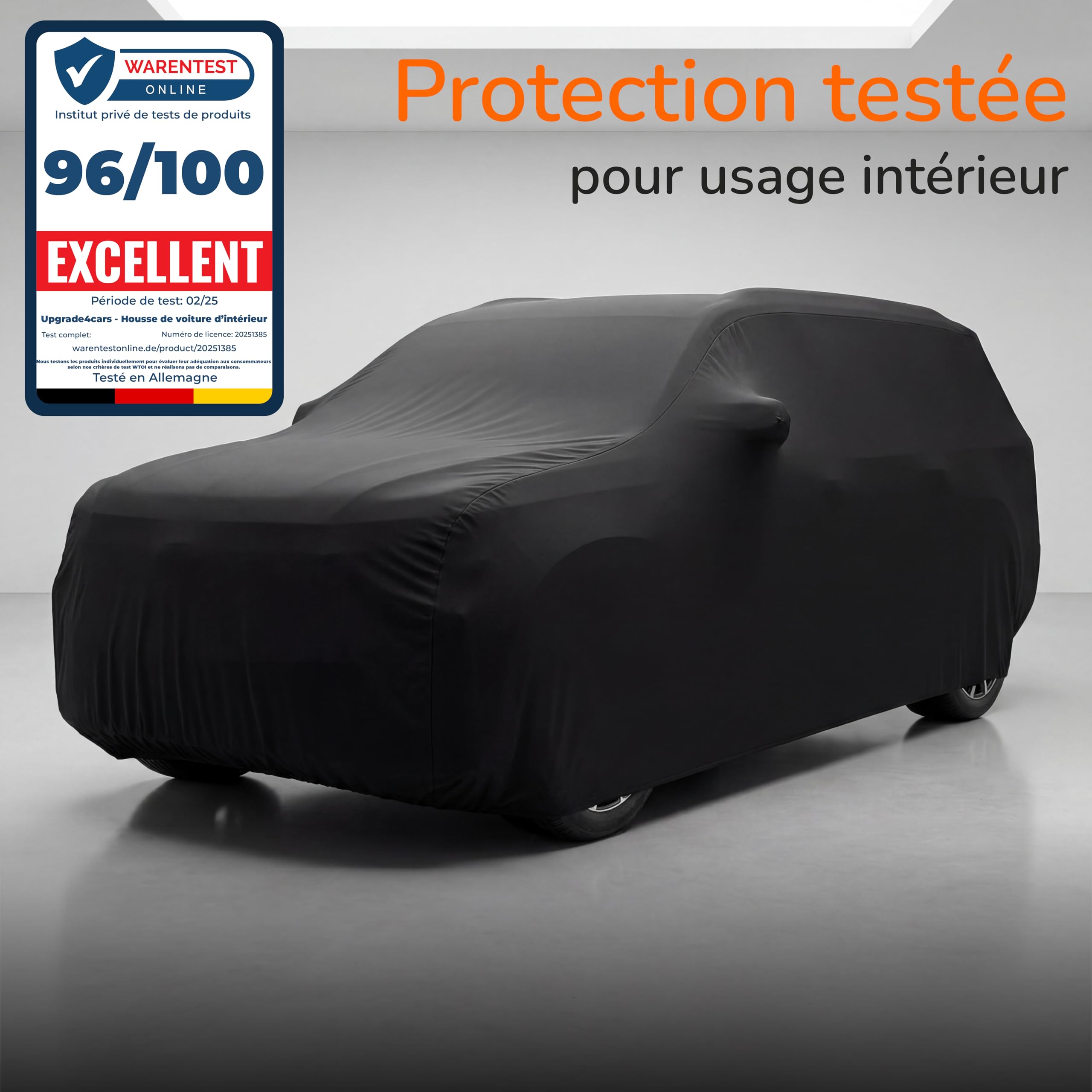 Upgrade4cars Housse Voiture Intérieur Elastique | Bâche Élastique en Tissu Noir | Taille SUV - S (415-455 cm)