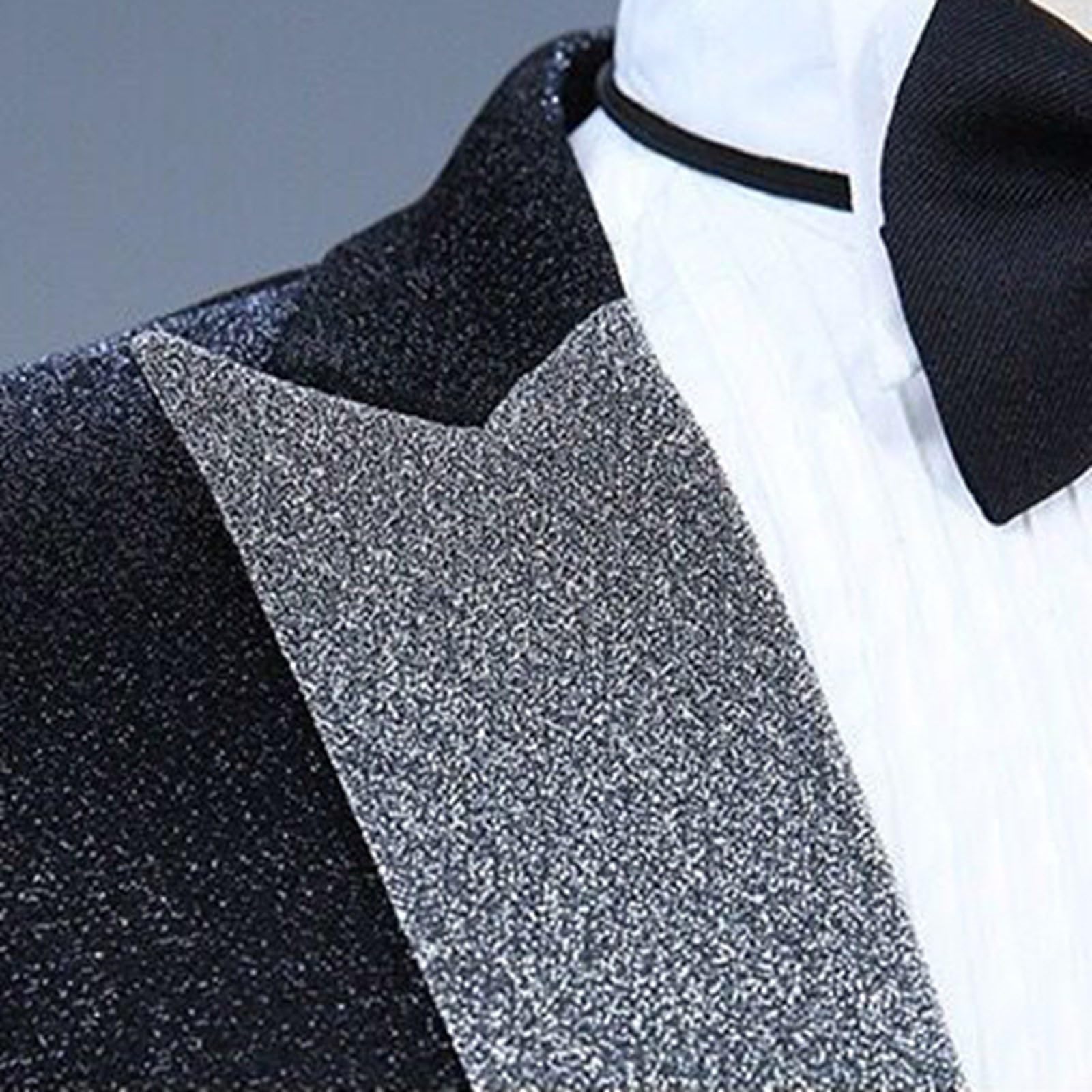 Abito con glitter da uomo, per smoking e Capodanno, per feste, elegante, a maniche lunghe, da discoteca, anni '70, anni '80, lucido, slim fit, costume da carnevale