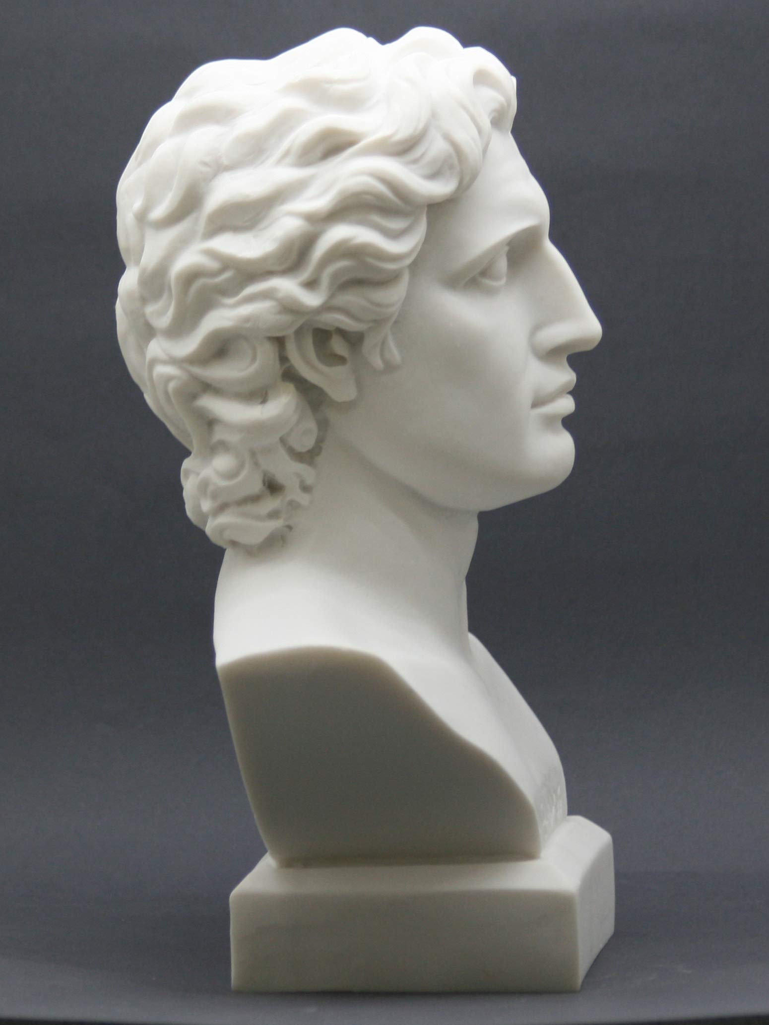 Alexander The Great Head Büste griechische Statue aus gegossenem Marmor, Skulptur 28 cm