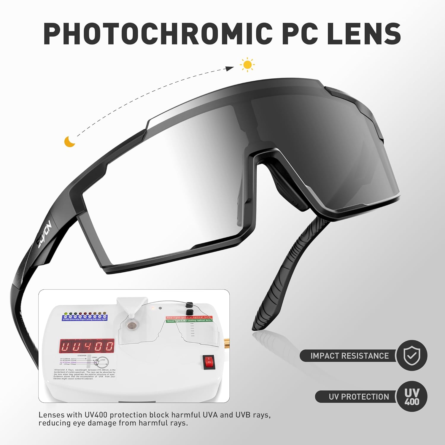 SCVCN Photochromic Cycling Glasses Sports Sunglasses for Men Women Mountain MTB Glasses UV Protection Driving Running S121 - Image 3