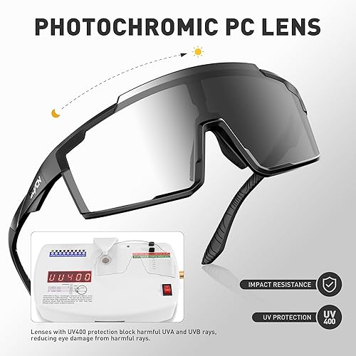 Miniatura 3 de SCVCN Gafas de sol de ciclismo fotocromáticas deportivas para hombres y mujeres, gafas de montaña MTB, protección UV, conducción y correr
