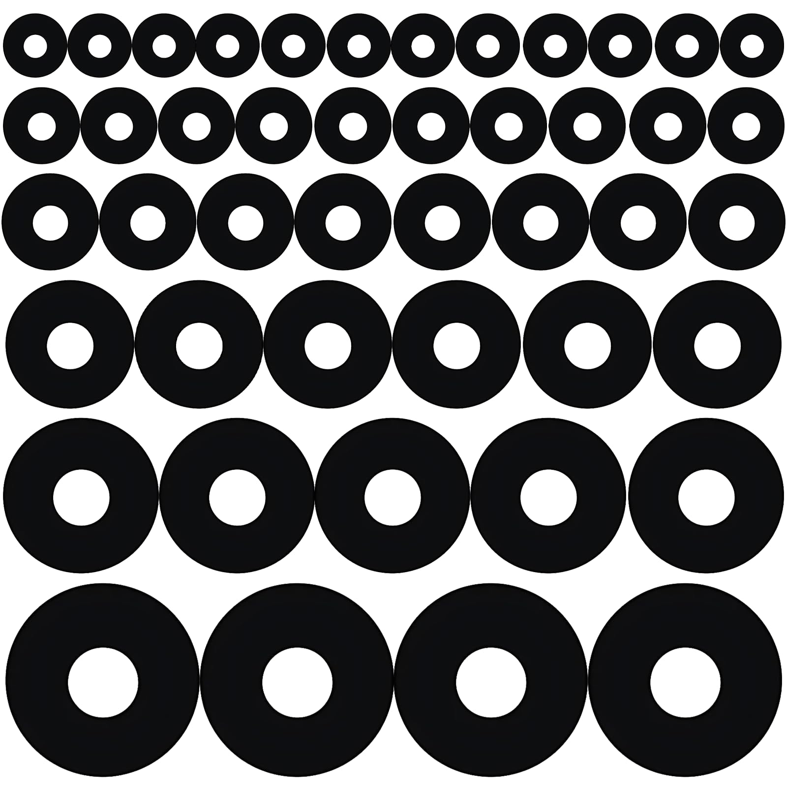 120PCS Rubber Washers Assorted, M5 M6 M8 M10 Shower Hose Faucet Washers Repir Kit for Plumbing, Vibration Absorbing Pads Sealing Flat Round Gasket Rubber Washer Replacement - 6 Sizes, Black