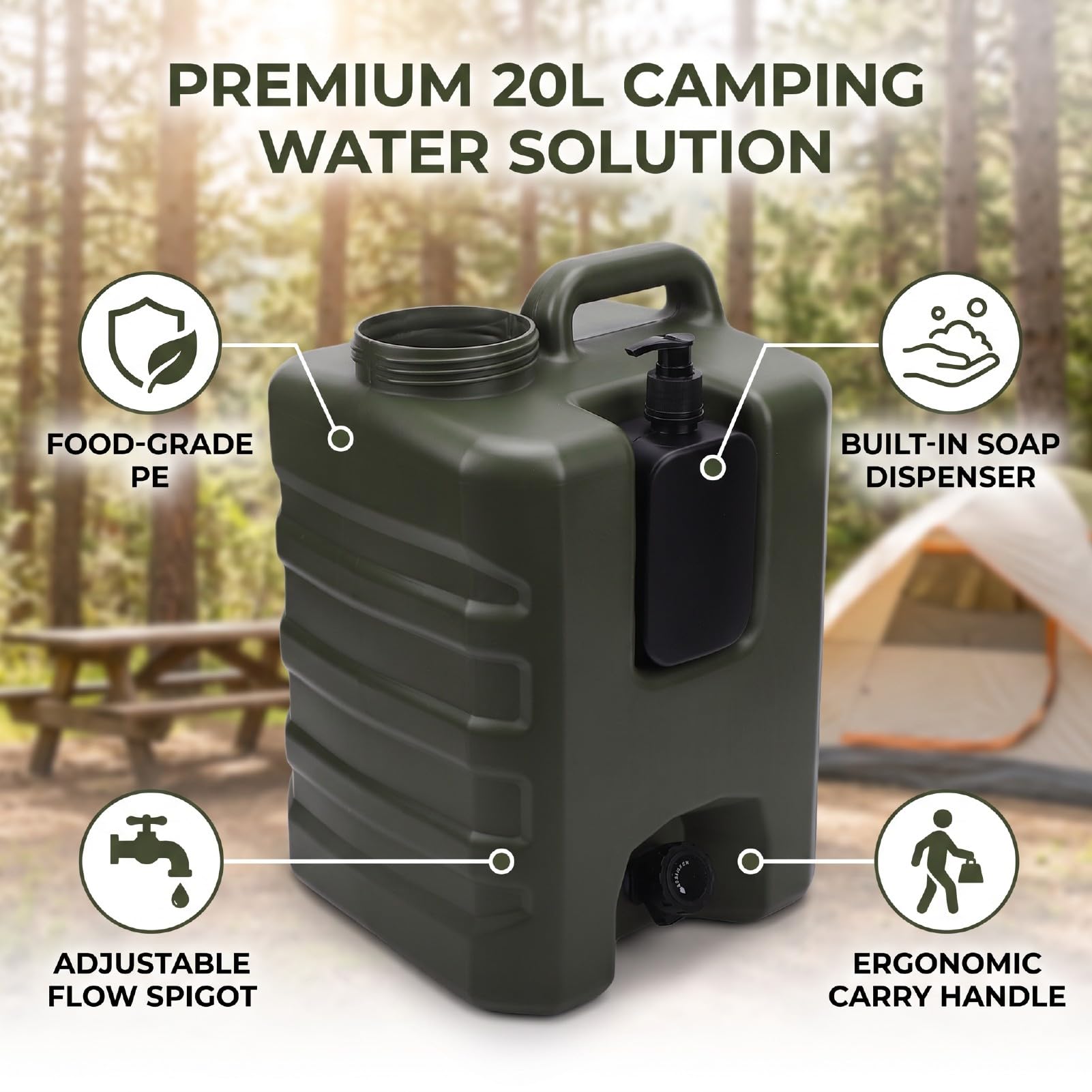 20L Tanica D'acqua, Contenitore D'acqua con Rubinetto