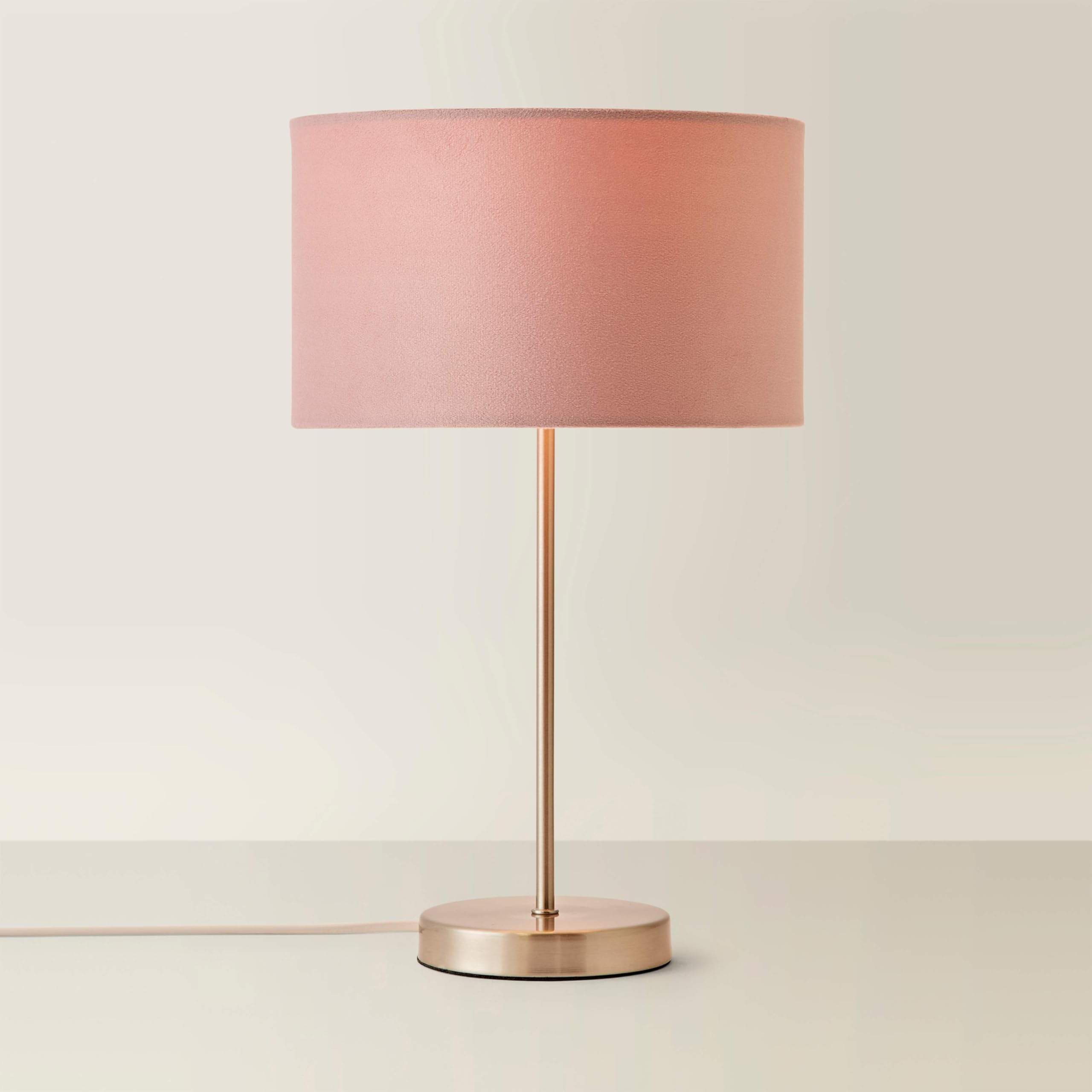 Valuelights Blush | Modern Single Stem Brushed Chrome Table Lamp With A Pink Velvet Drum Shade | Table Lamps, Home Décor & Improvement Essential
