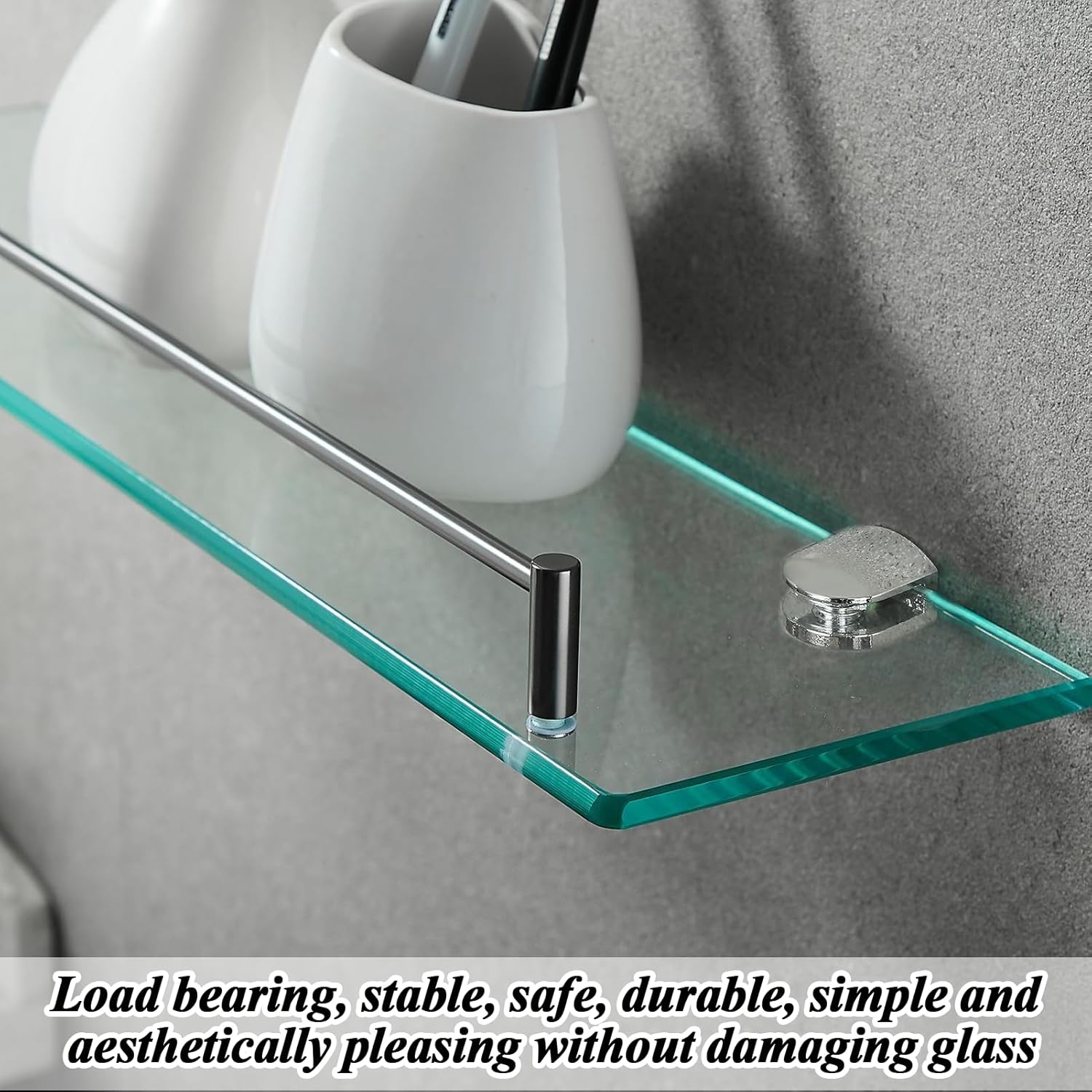 Glass Shelf Supports, 6 Pcs Glass Shelf Brackets Adjustable Glass Shelf Bracket Zinc Alloy Glass Clamp Shelf Supports Glass Shelf Bracket Wall Mount for Glass Shelf Adaptive 8-10MM Thickness Glass