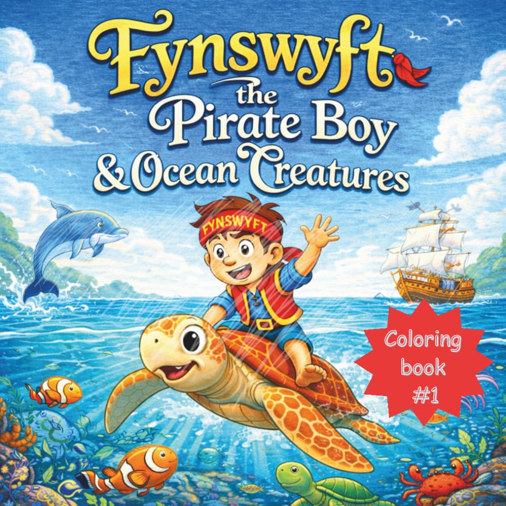 Fynswyft the pirate boy & ocean creatures coloring book: Fun pages for relaxation and stress relief - suitable kids and adults (The adventures of Fynswyft the pirate boy)