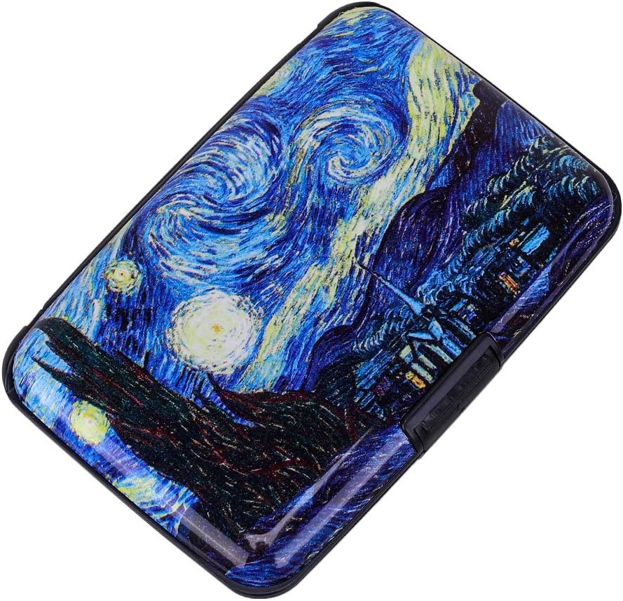 RFID Blocking Credit Cards Holder Aluminum Wallet Metal ID Case for Men Women (see moon)