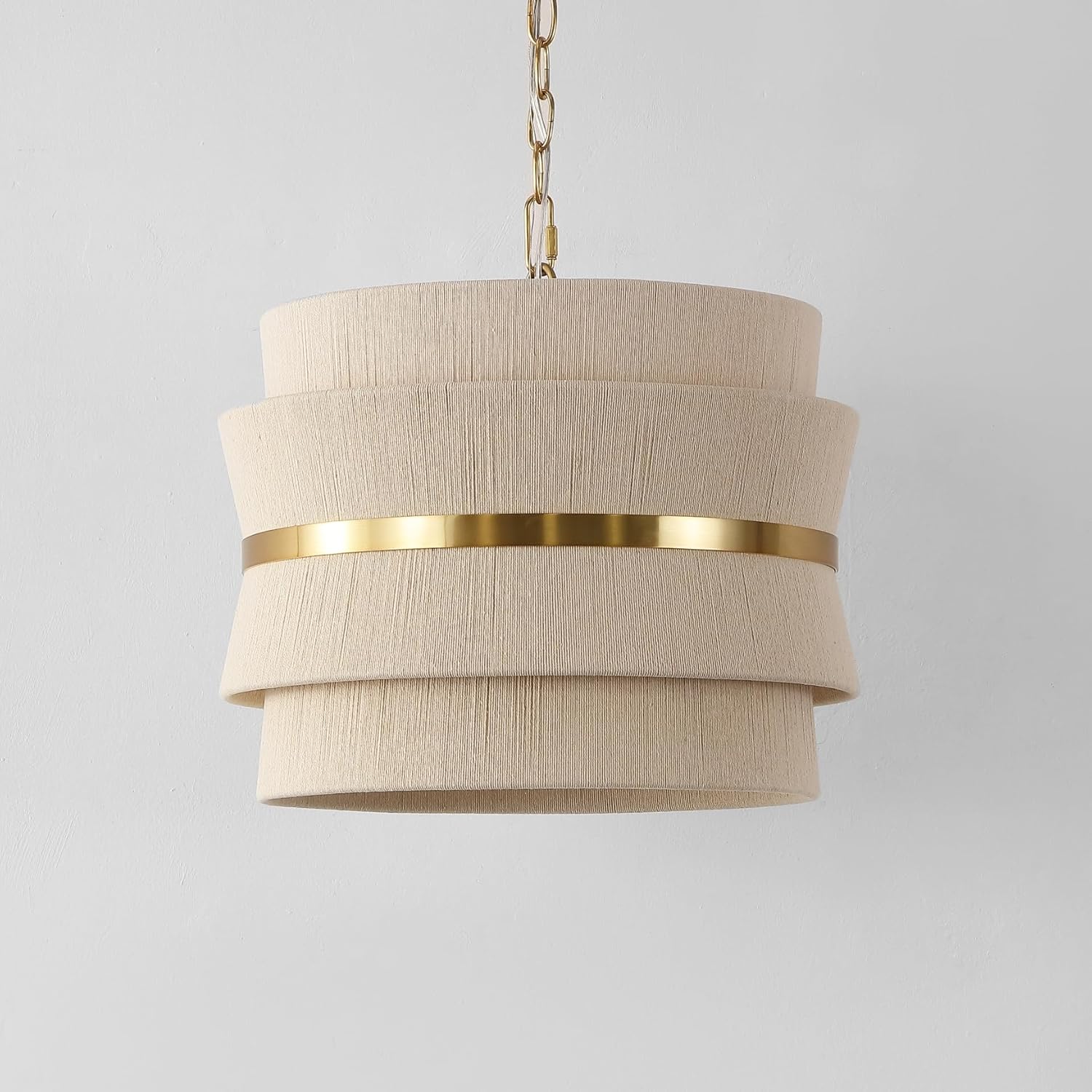 SAFAVIEH Lighting Collection Willia Bleached Natural/Brass Gold 3-light Adjustable Hanging Pendant Ceiling Light Fixture for Kitchen Dining Room (LED Bulbs Included)